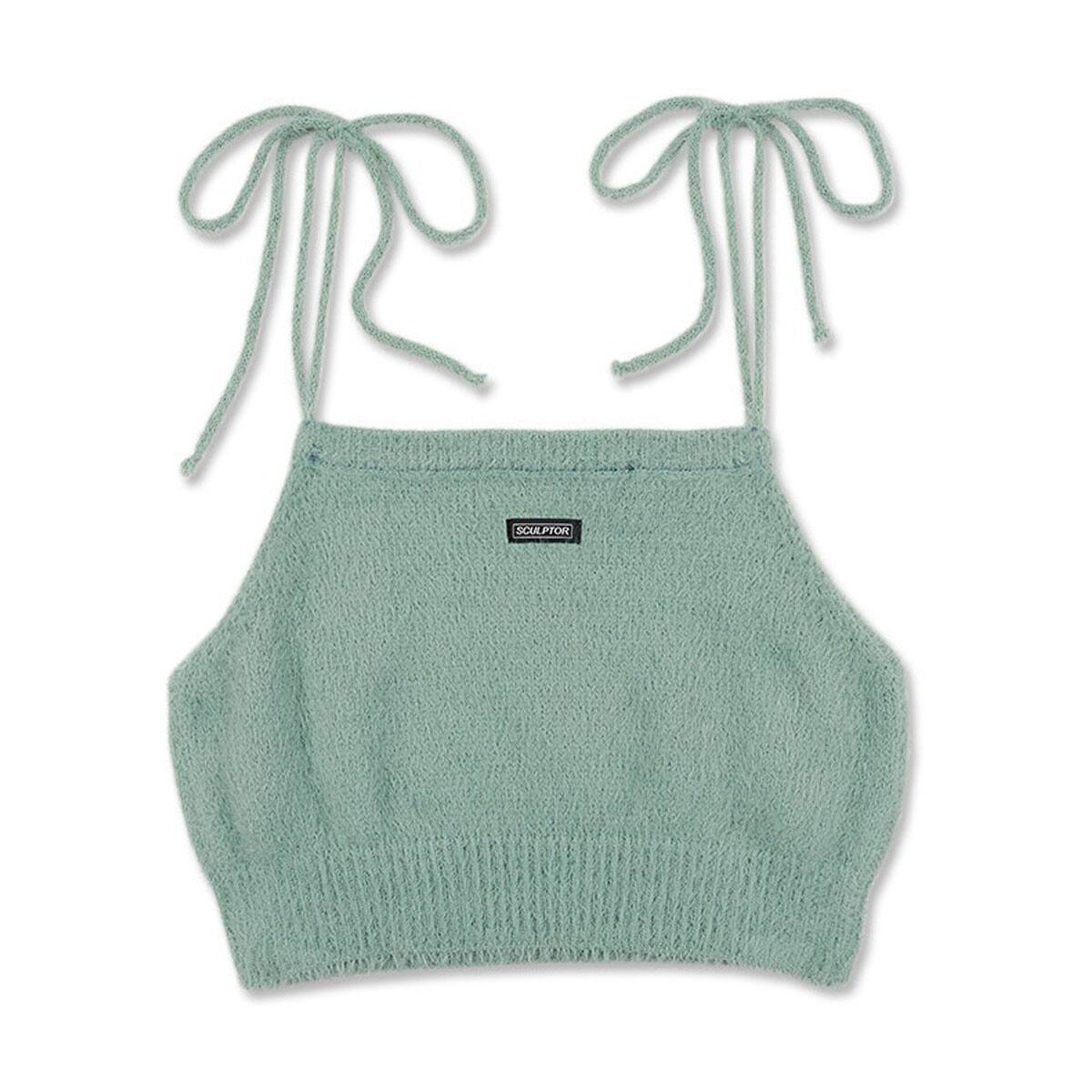SCULPTOR Fuzzy Self-Tie Bustier GREEN 21FA-Iの画像