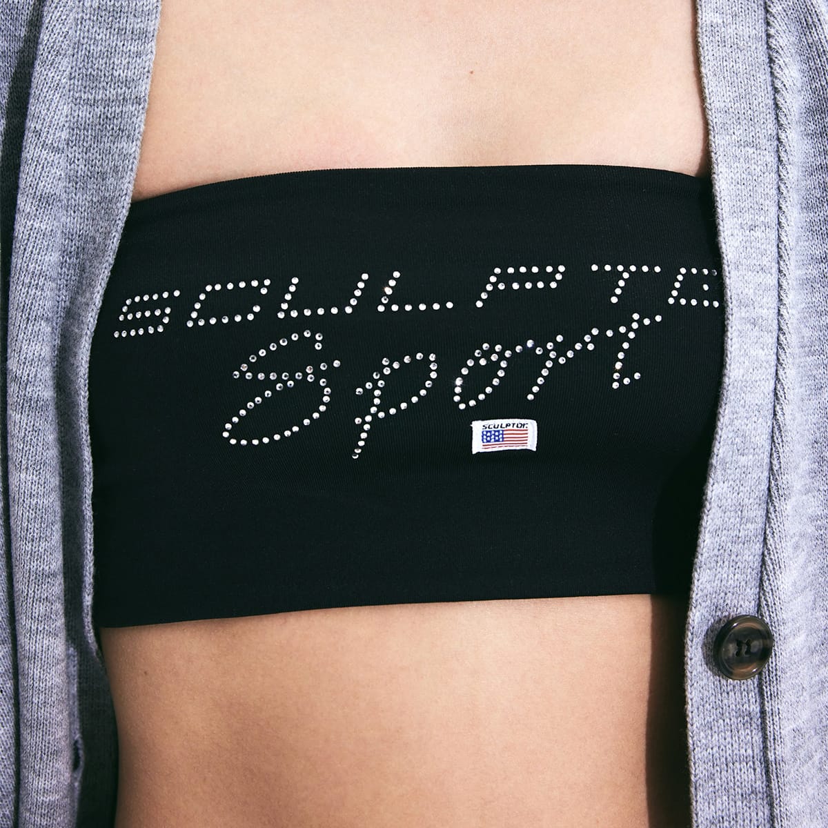 SCULPTOR Sports Logo Hotfix Tube Top BLACK 22SU-Iの画像