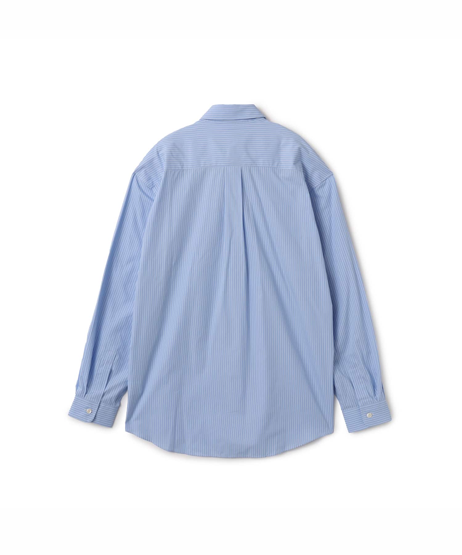 SPORTY＆RICH Heritage Yankees Serif Oversized Shirt Blue Stripeの画像