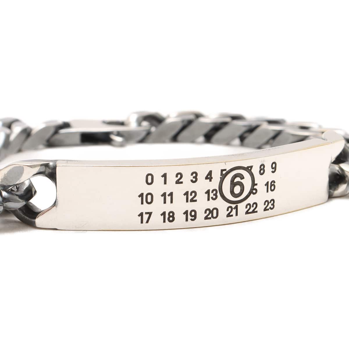 MM6 Minimal Logo ID Tag curb bracelet Palladio vintageの画像