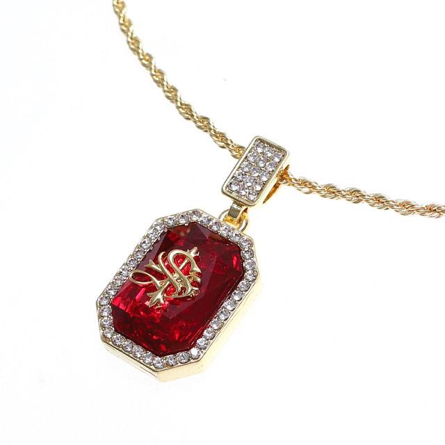 SUPPLIER CROSS STONE NECKLACE RED 22SU-I