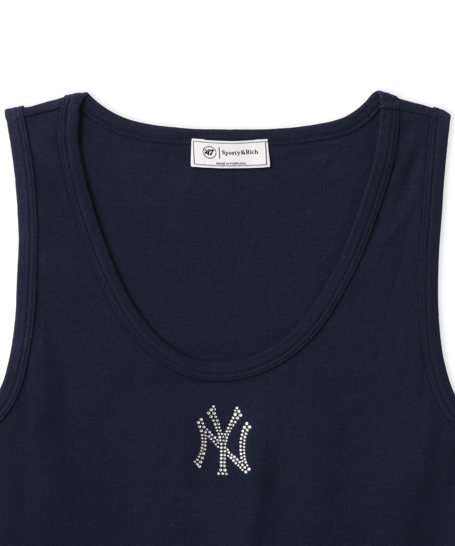 SPORTY＆RICH Yankees Krystal Cropped Tank Dark Navy/Whiteの画像