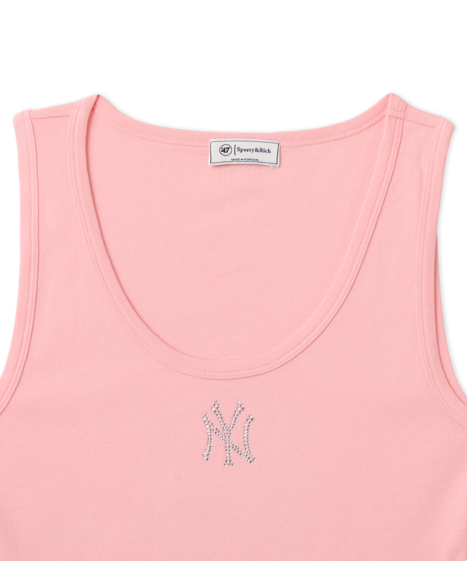 SPORTY＆RICH Yankees Krystal Cropped Tank Candy/Whiteの画像