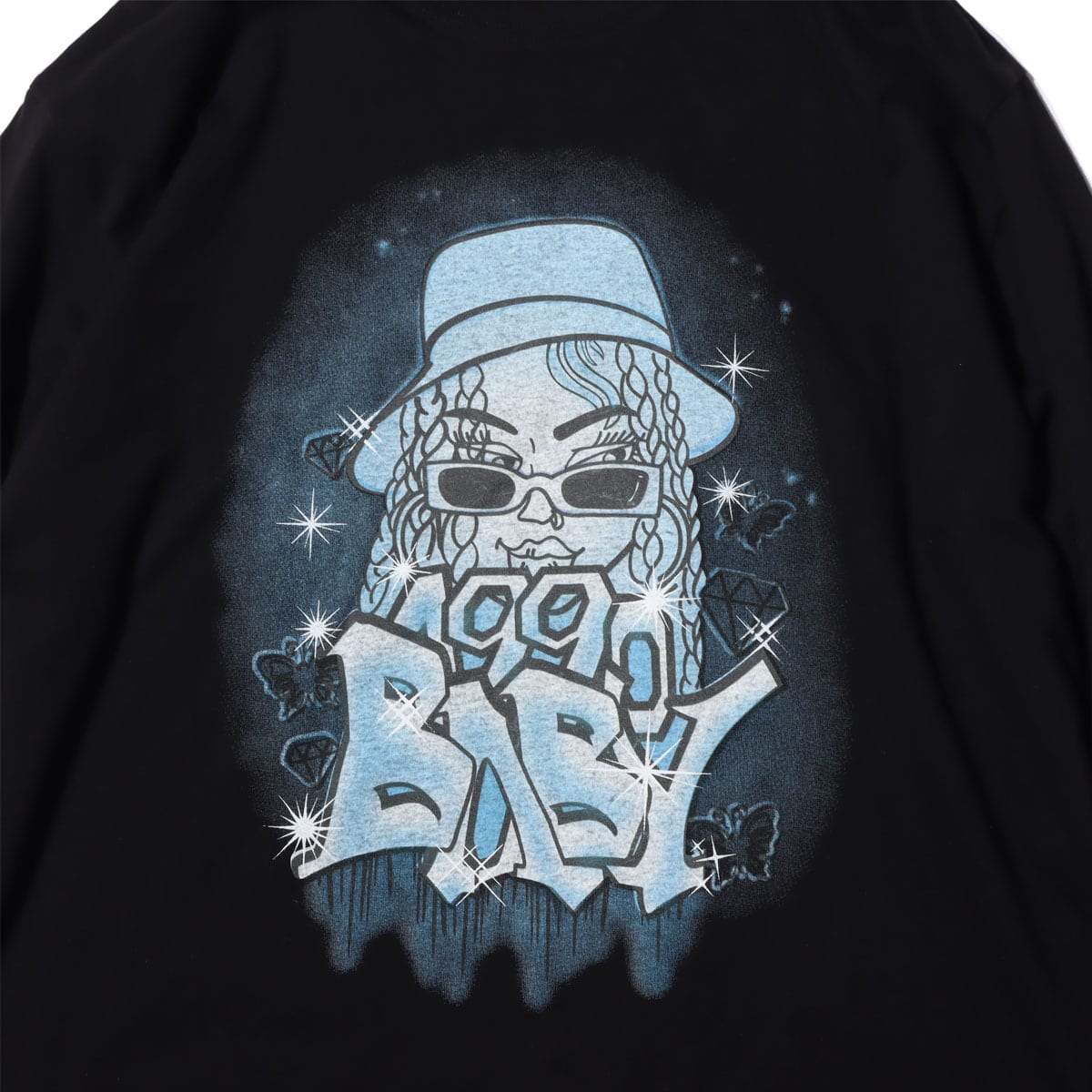 RIEHATA × atmos pink グラフィックアート ロンT BLACKの画像