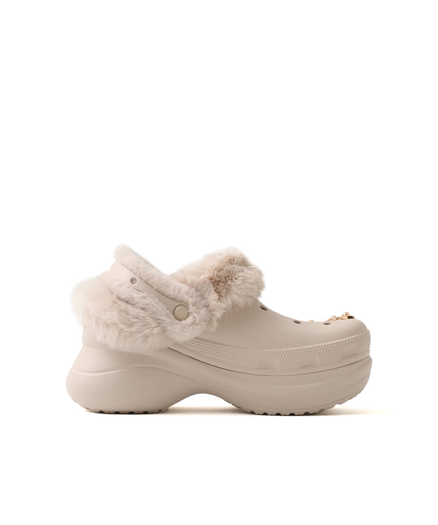crocs Bae Lined Metal Minis Clog Cocoa Creamの画像