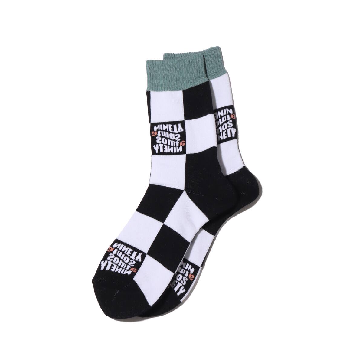 atmos pink × 9090 block check logo socks CHECKの画像