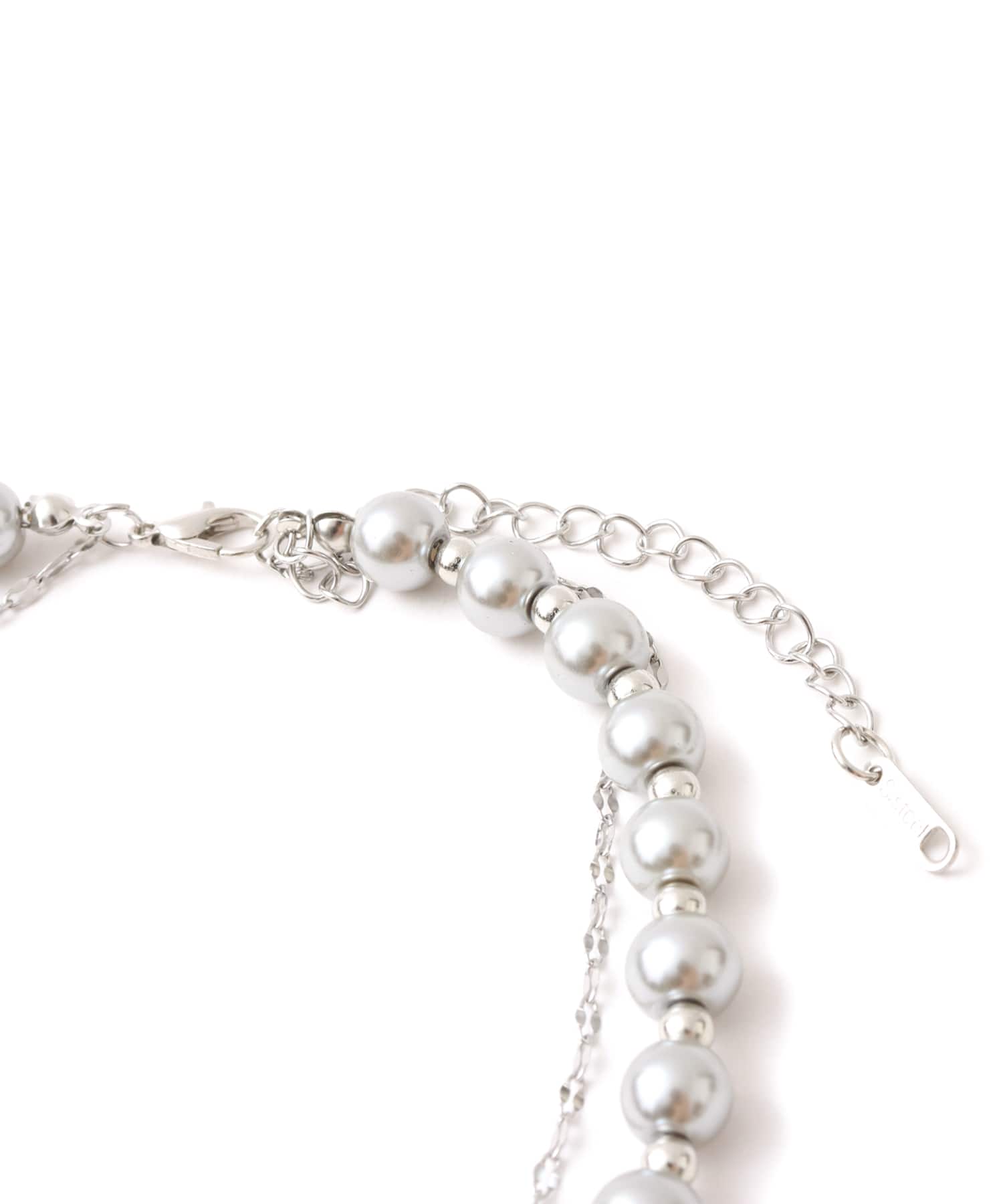 atmos pink Cross Motif Pearl Layer Necklace SILVERの画像