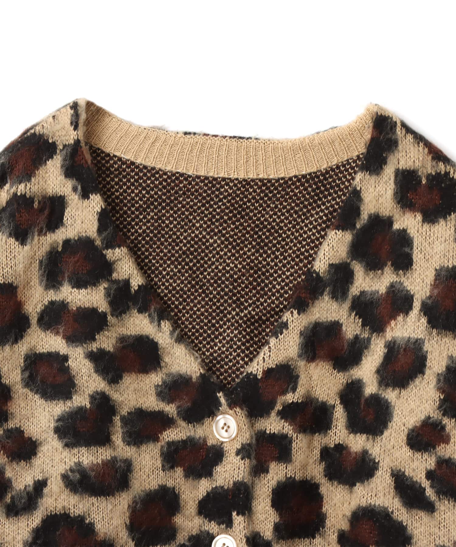 atmos pink Leopard Knit Cardigan BEIGEの画像