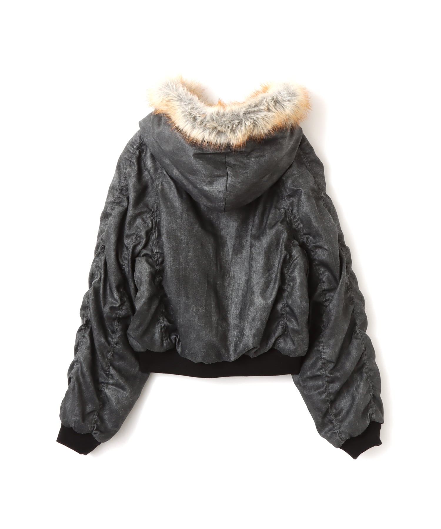 atmos pink Faux Fur Hooded Jacket BLACKの画像