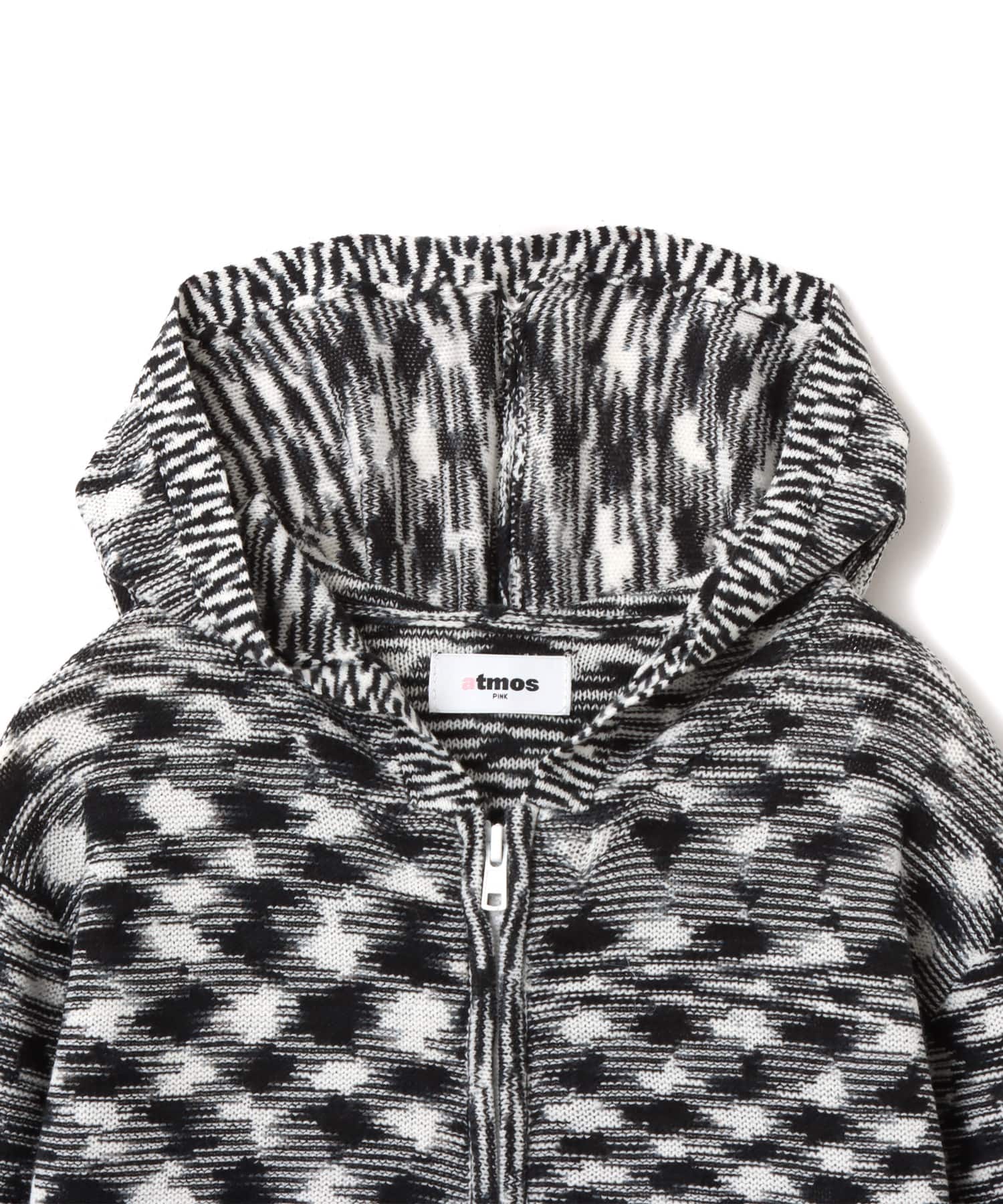 atmos pink Short Zip Knit Hoodie BLACKの画像