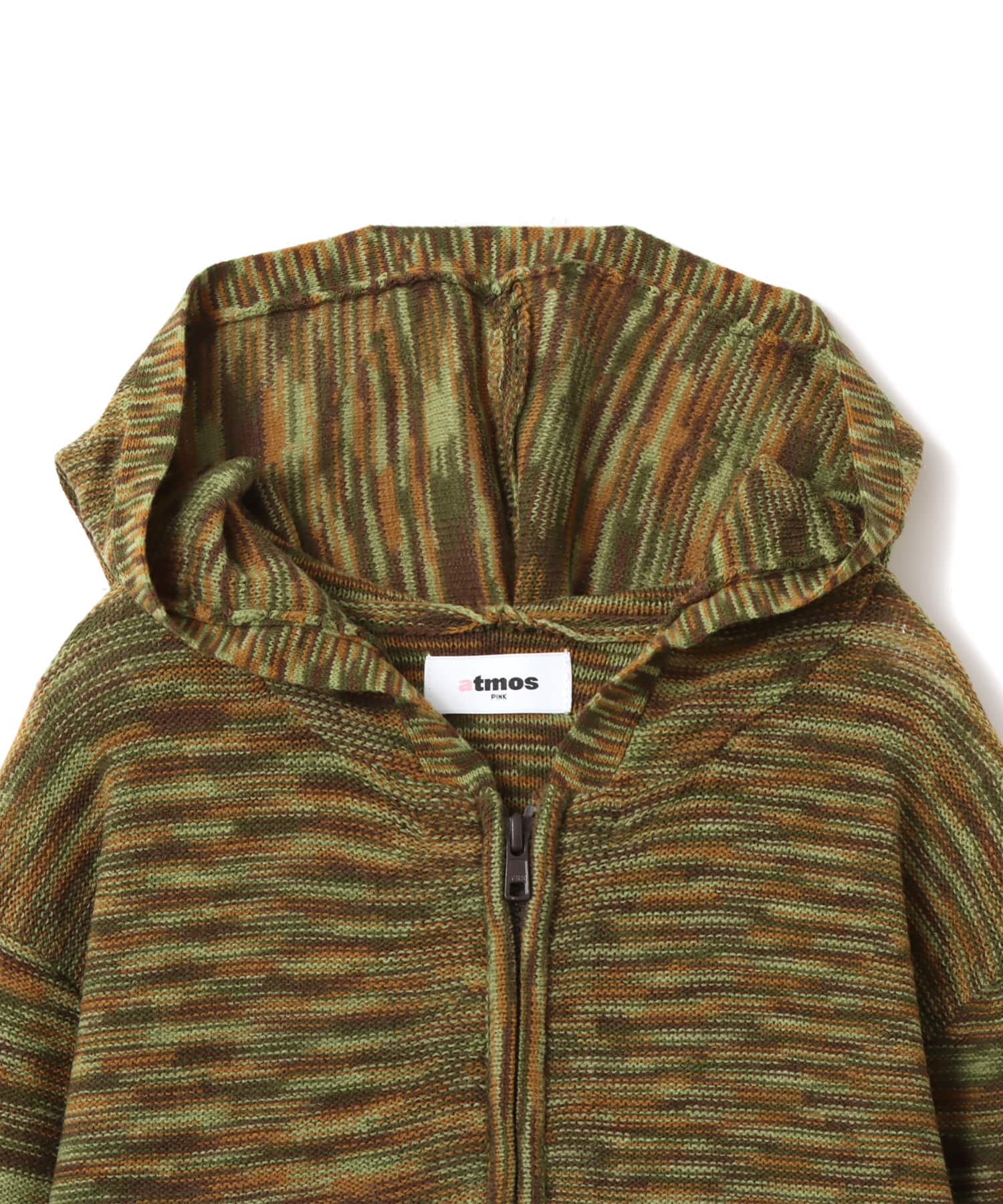 atmos pink Short Zip Knit Hoodie KHAKIの画像