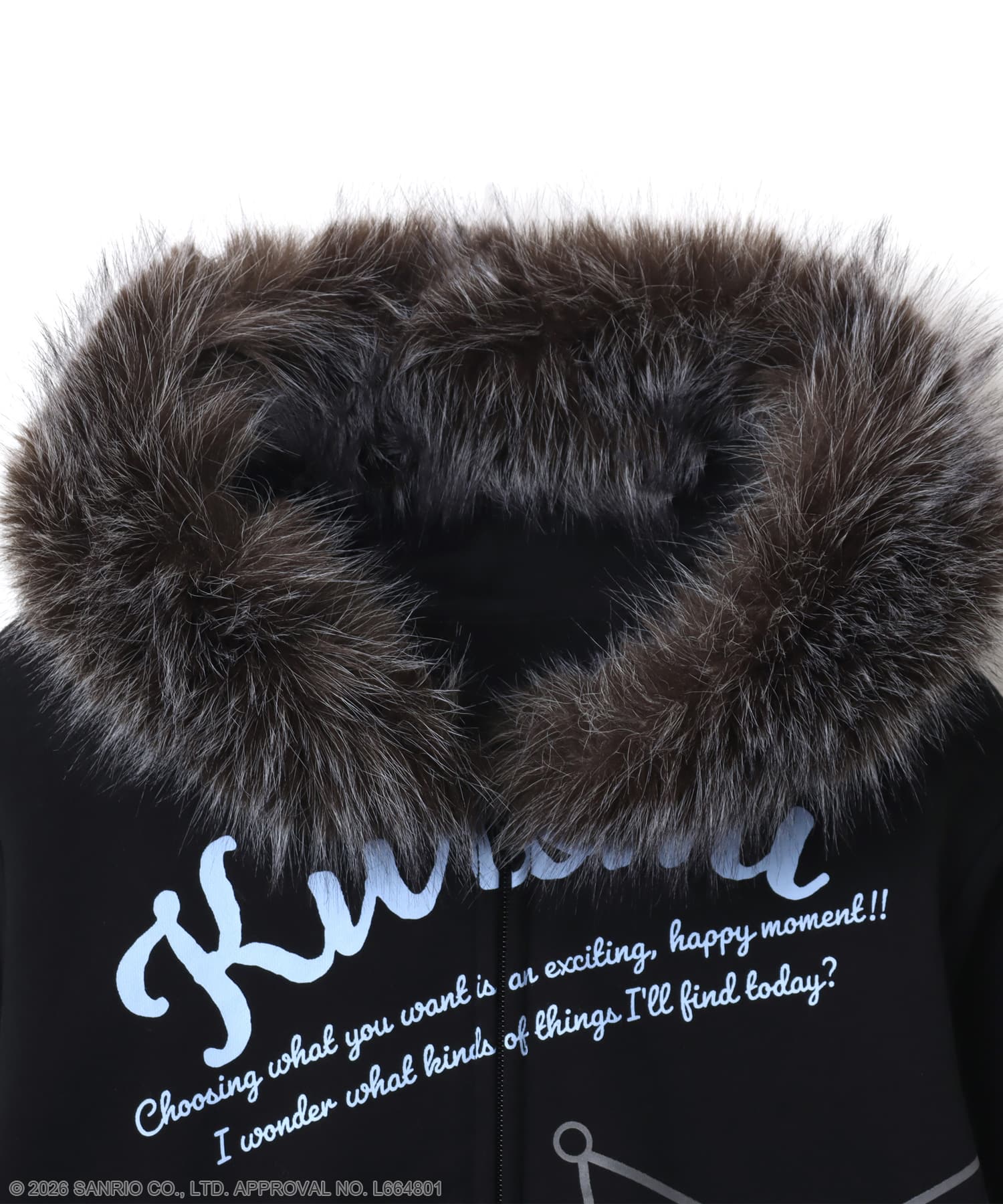 atmos pink x KUROMI Faux Fur Zip Up Hoodie BLACK（アトモスピンク