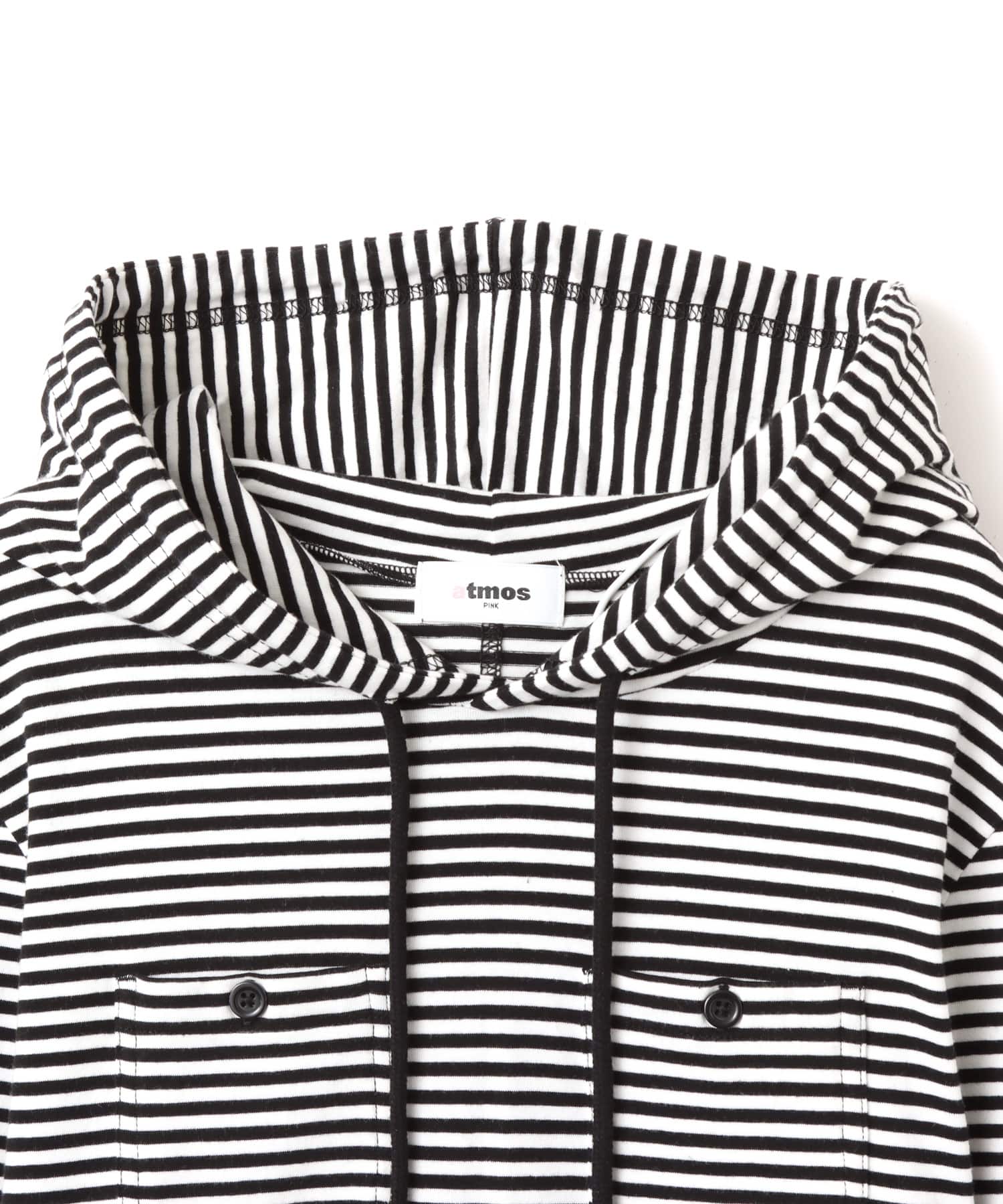 atmos pink Border Hoodie WHITEの画像