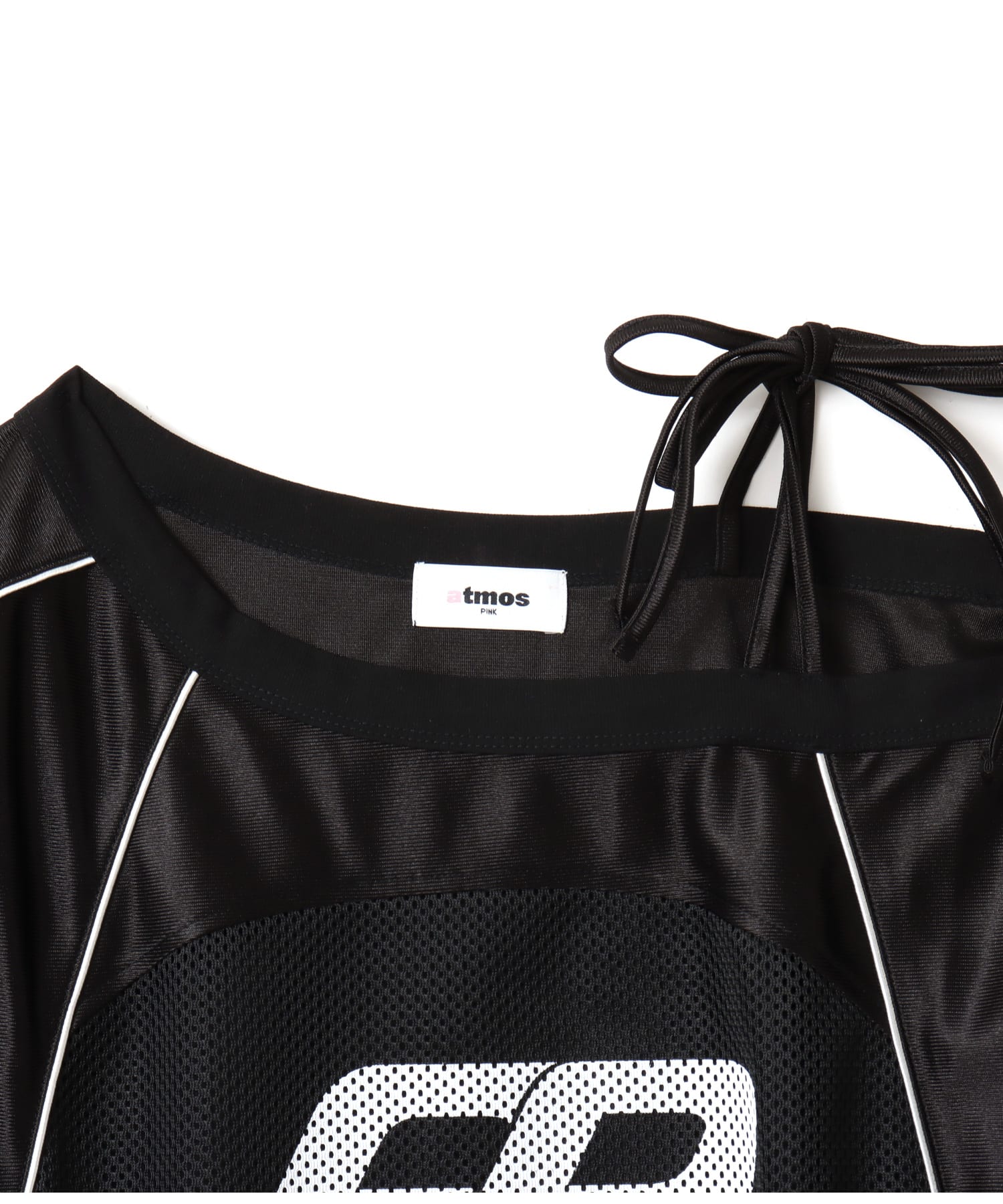 atmos pink Off Shoulder Football T-shirt BLACKの画像