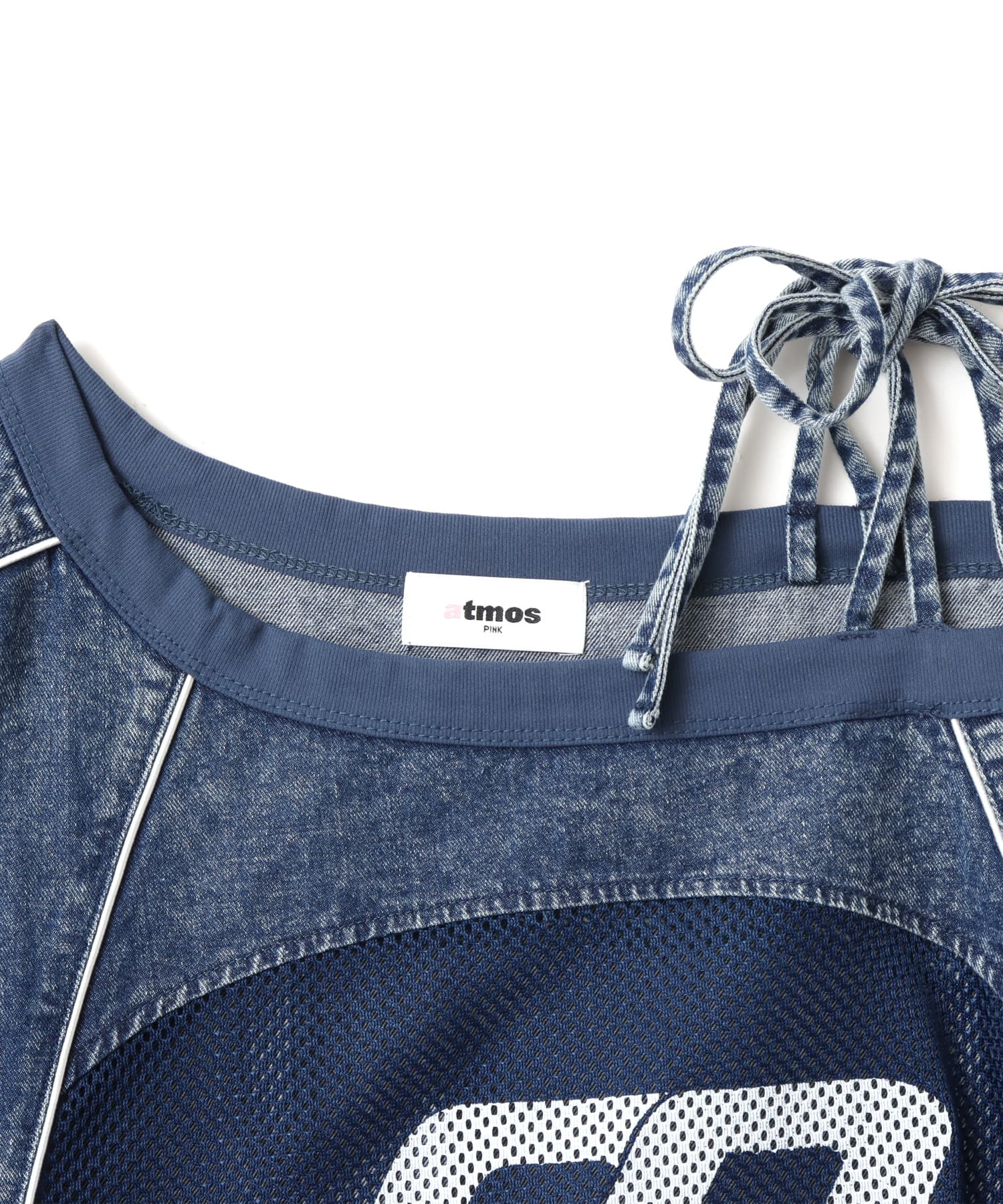 atmos pink Off Shoulder Football T-shirt BLUEの画像