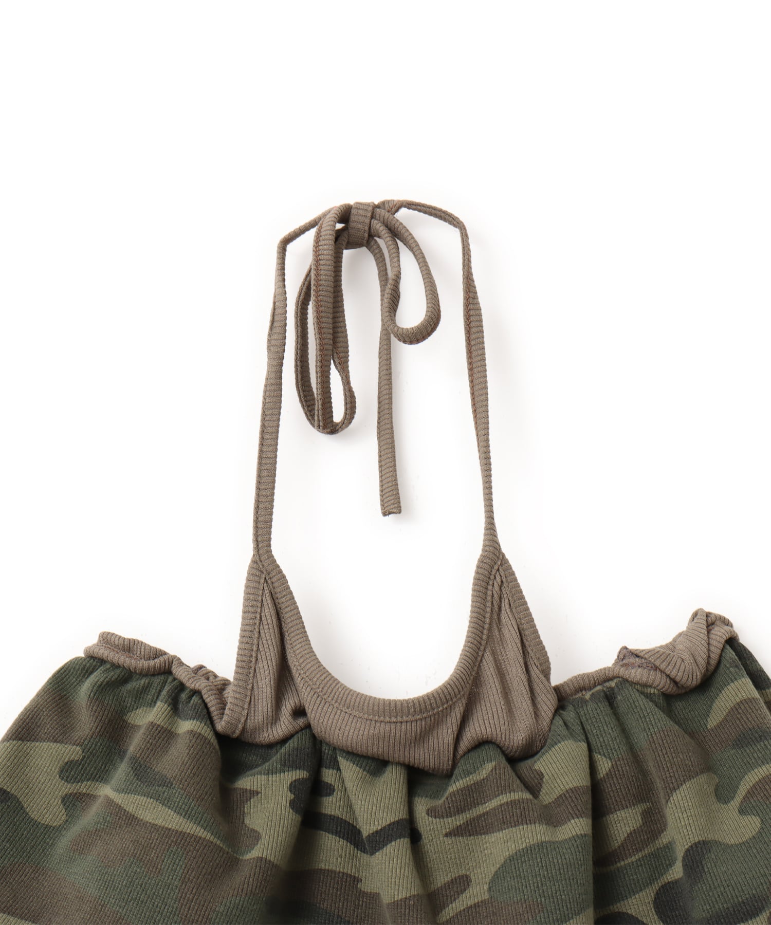 atmos pink Layered Camouflage Off-Shoulder Top KHAKIの画像