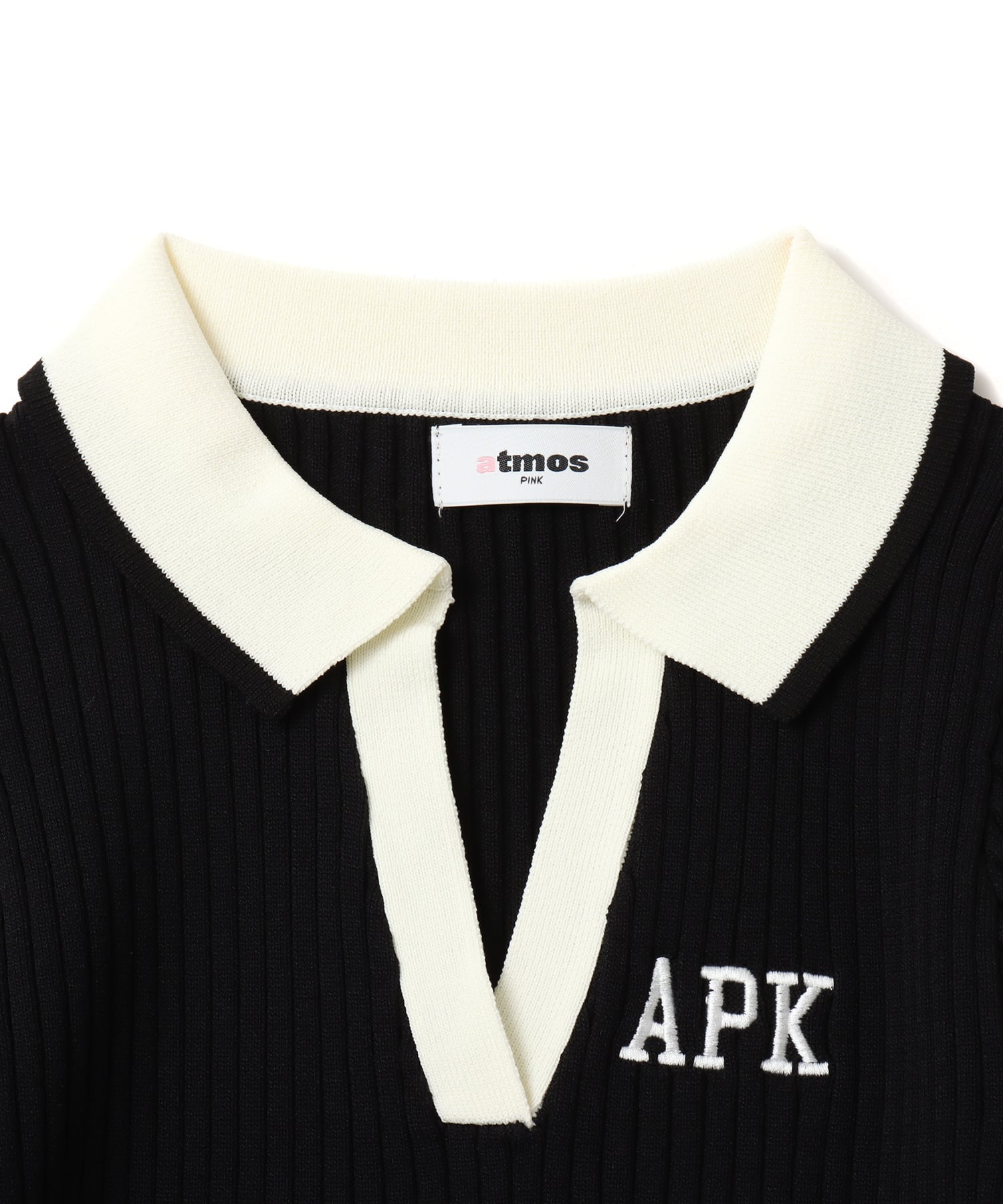 atmos pink Cheer Rib Knit Polo Shirt BLACKの画像