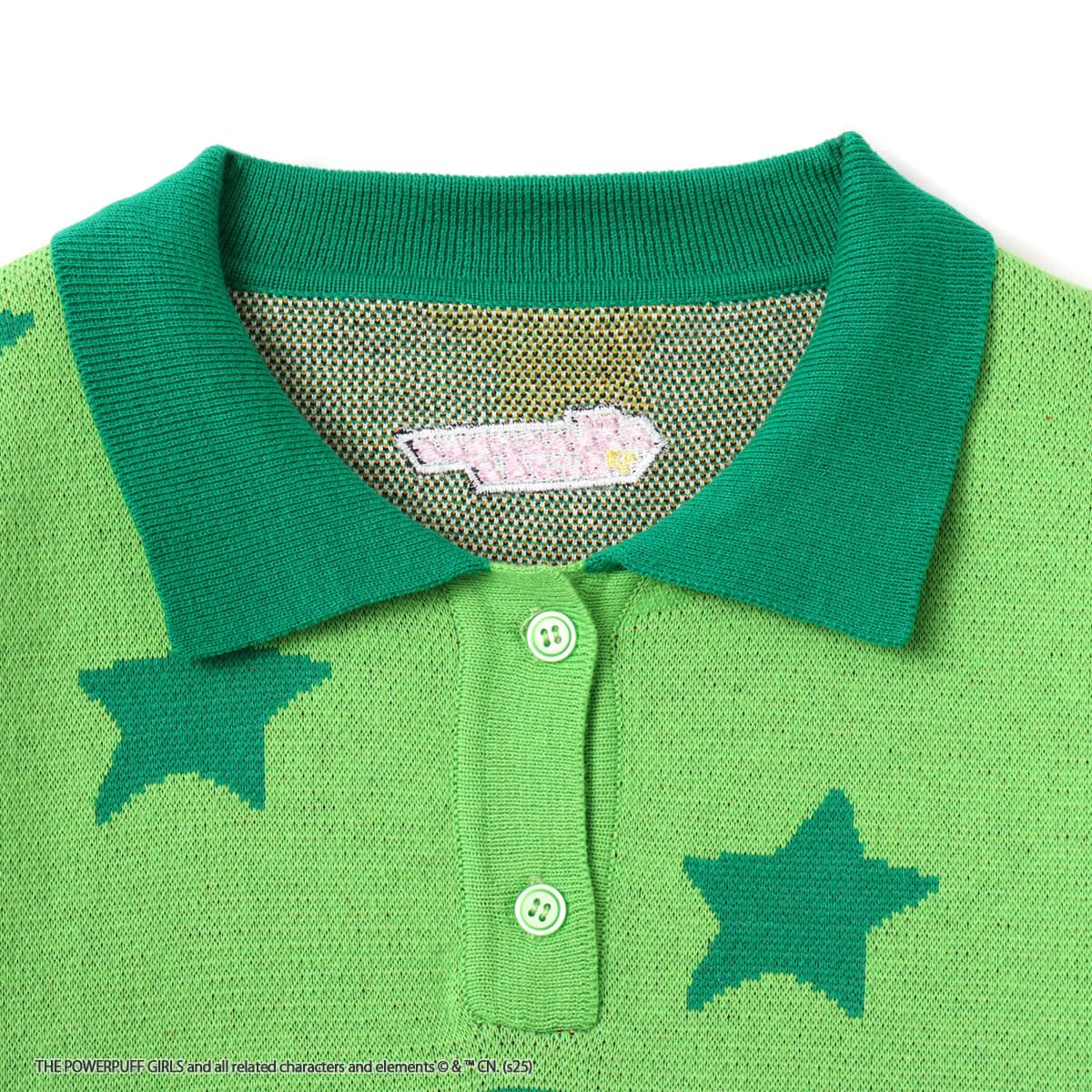 The Powerpuff Girls X atmos pink Jacquard Knit Polo Shirt GREENの画像