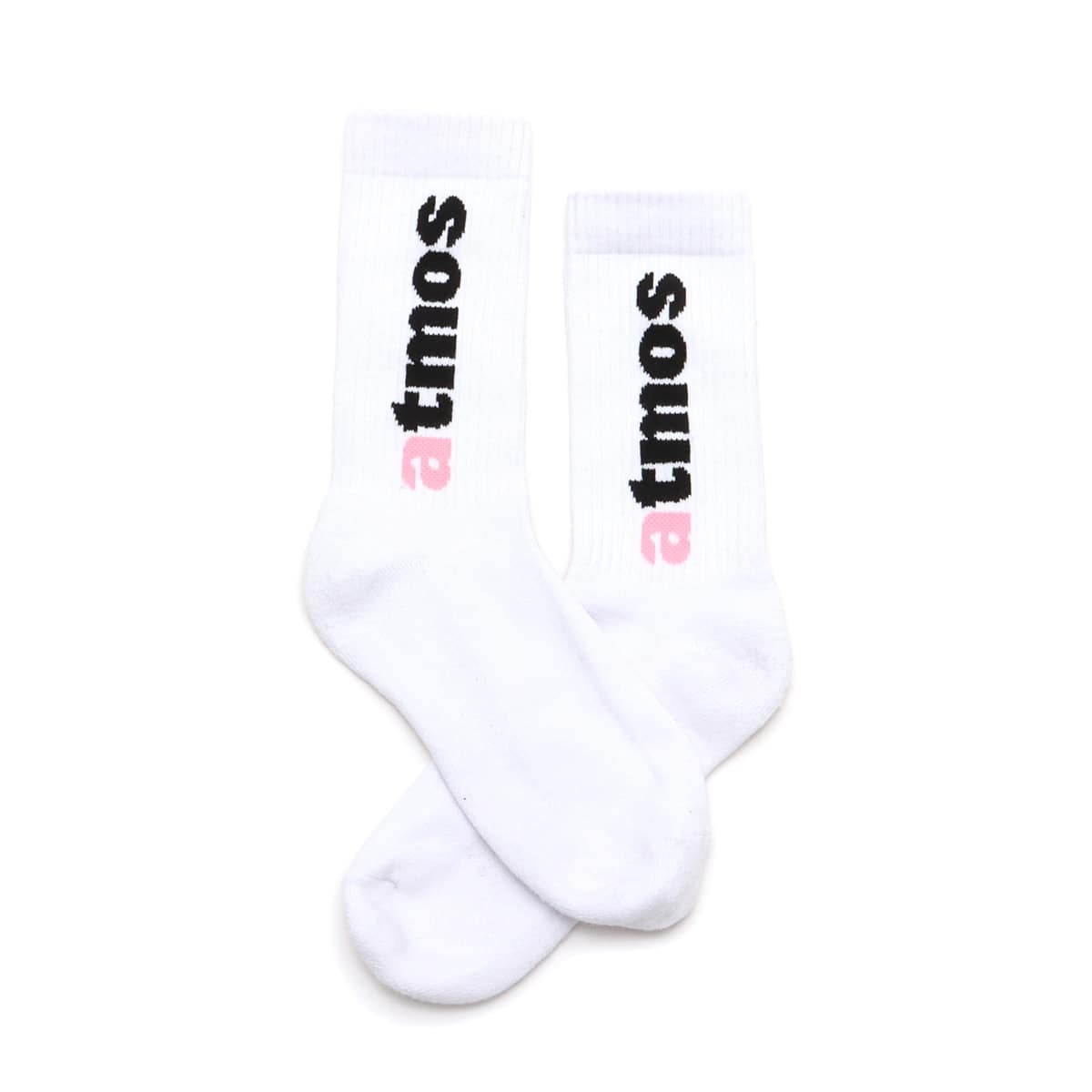 atmos pink Jacquard Logo Socks WHITEの画像