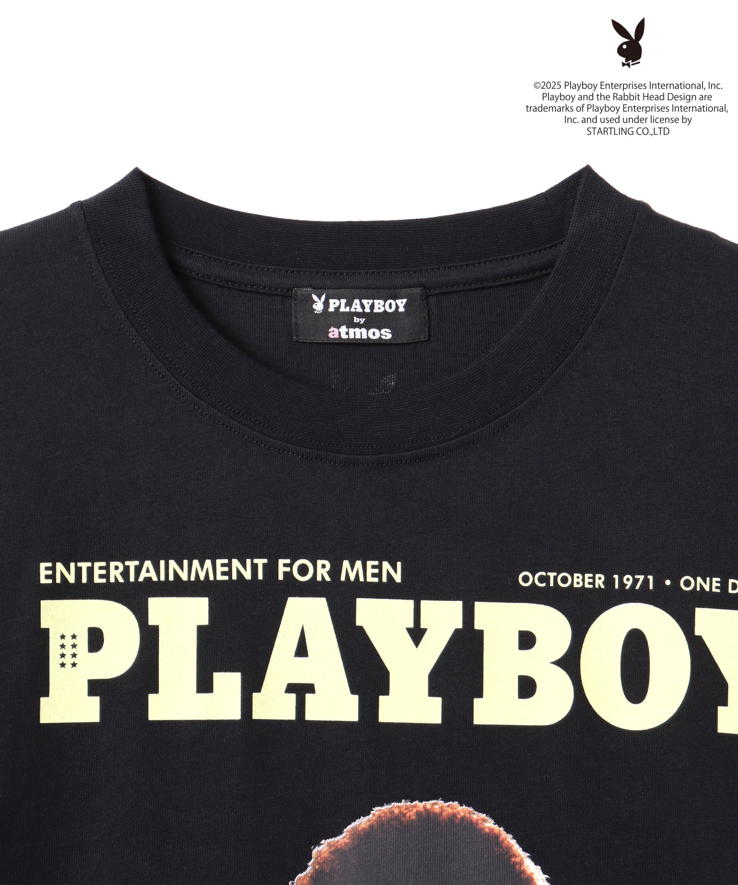 PLAYBOY x atmos pink Big T-shirt BLACK X WHITEの画像