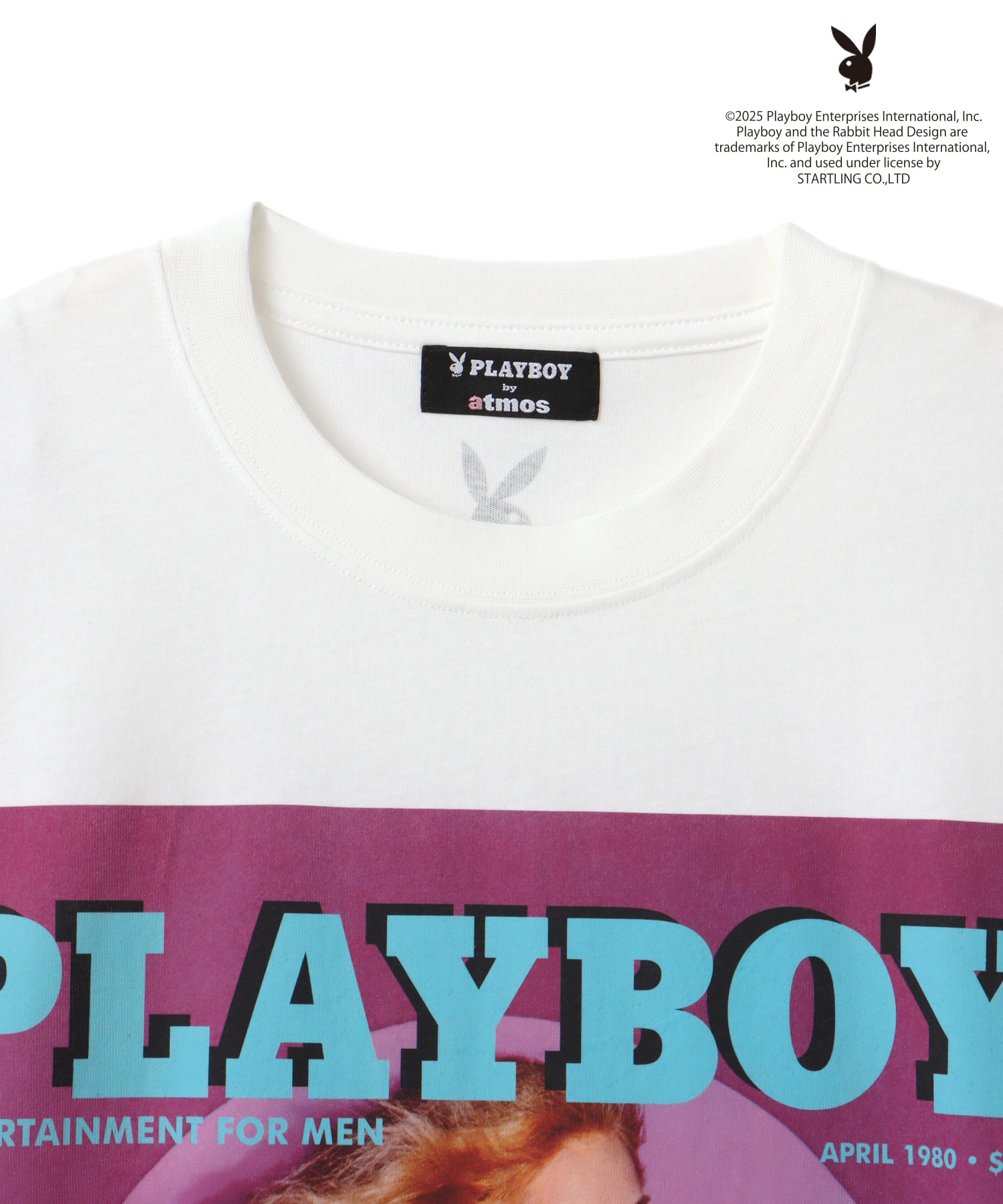 PLAYBOY x atmos pink Big T-shirt WHITE X PINK（プレイボーイ