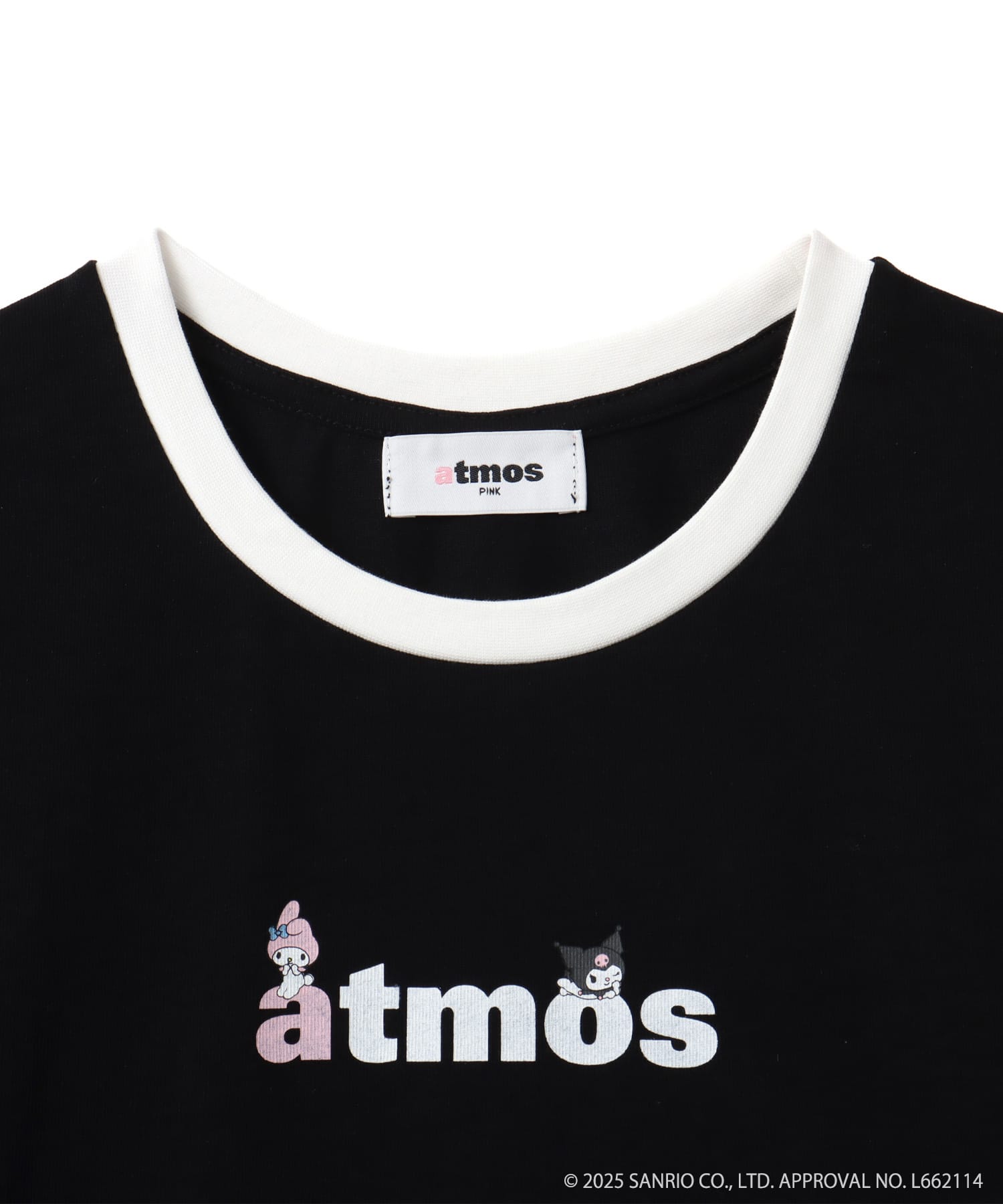 atmos pink x MY MELODY & KUROMI Ringer Neck T-shirt BLACKの画像