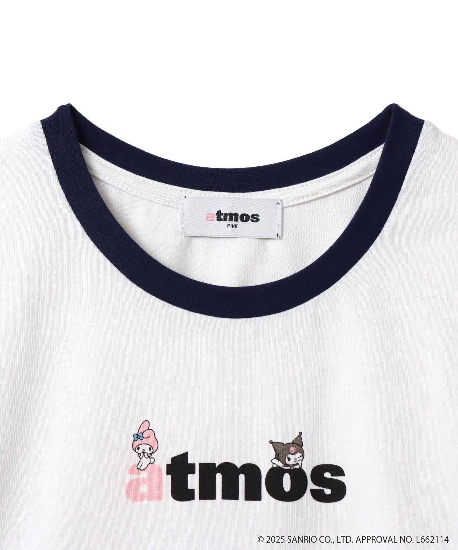 atmos pink x MY MELODY & KUROMI Ringer Neck T-shirt WHITEの画像