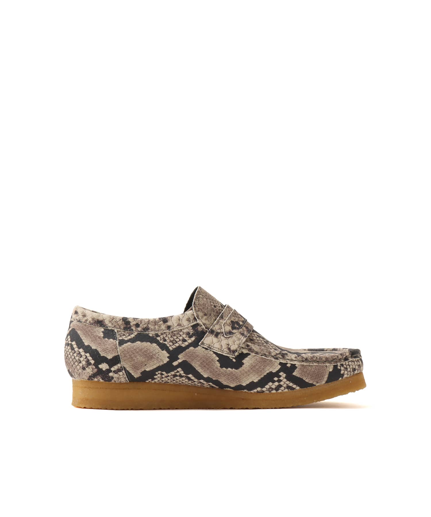 CLARKS WallabeeLoafer Grey Snake Lea Grey Snake Leaの画像