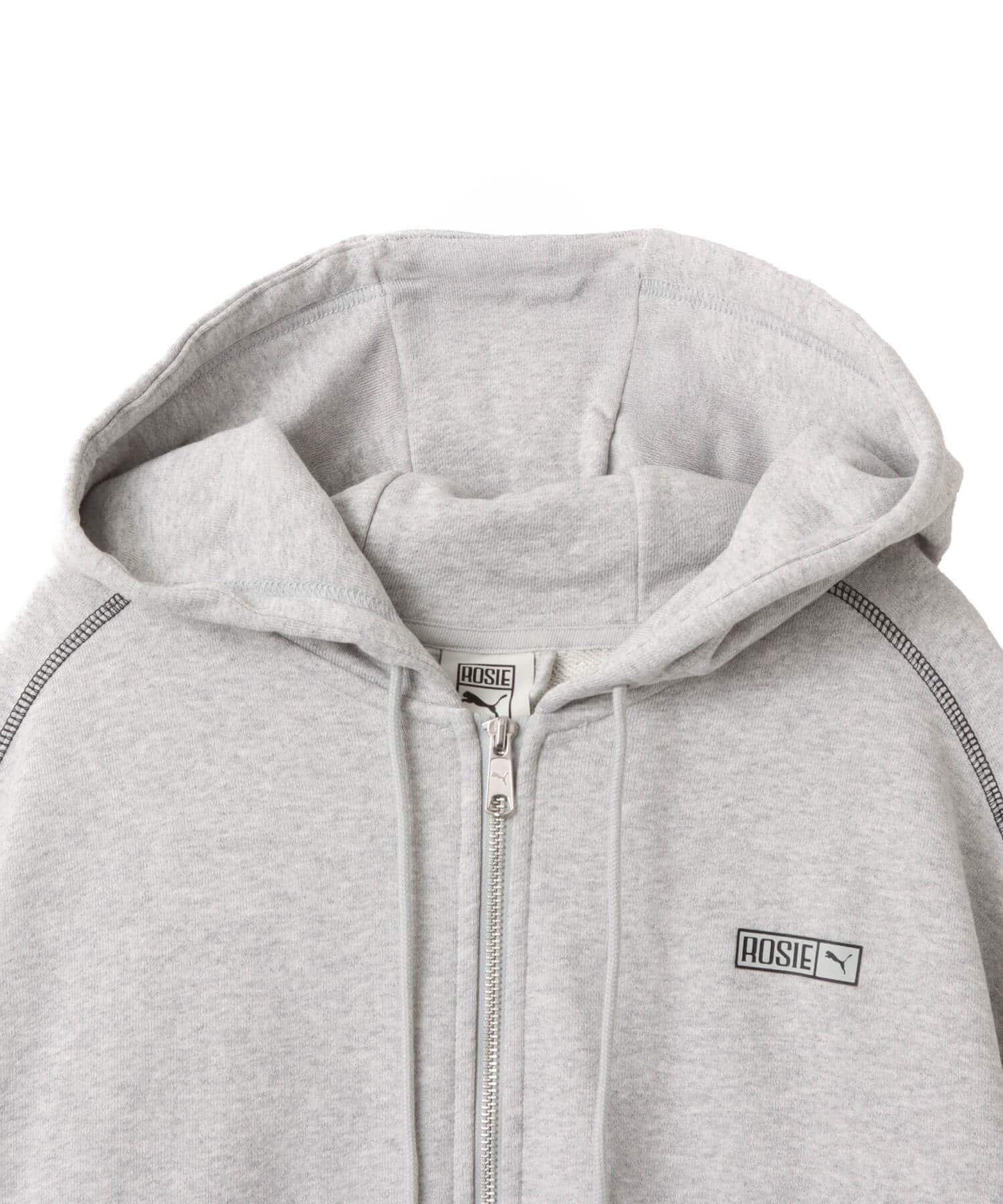 PUMA PUMA x ROSE T7 OVERSIZED FULL-ZIP HOODIE TR FLAT LIGHT GRAY HEATHERの画像