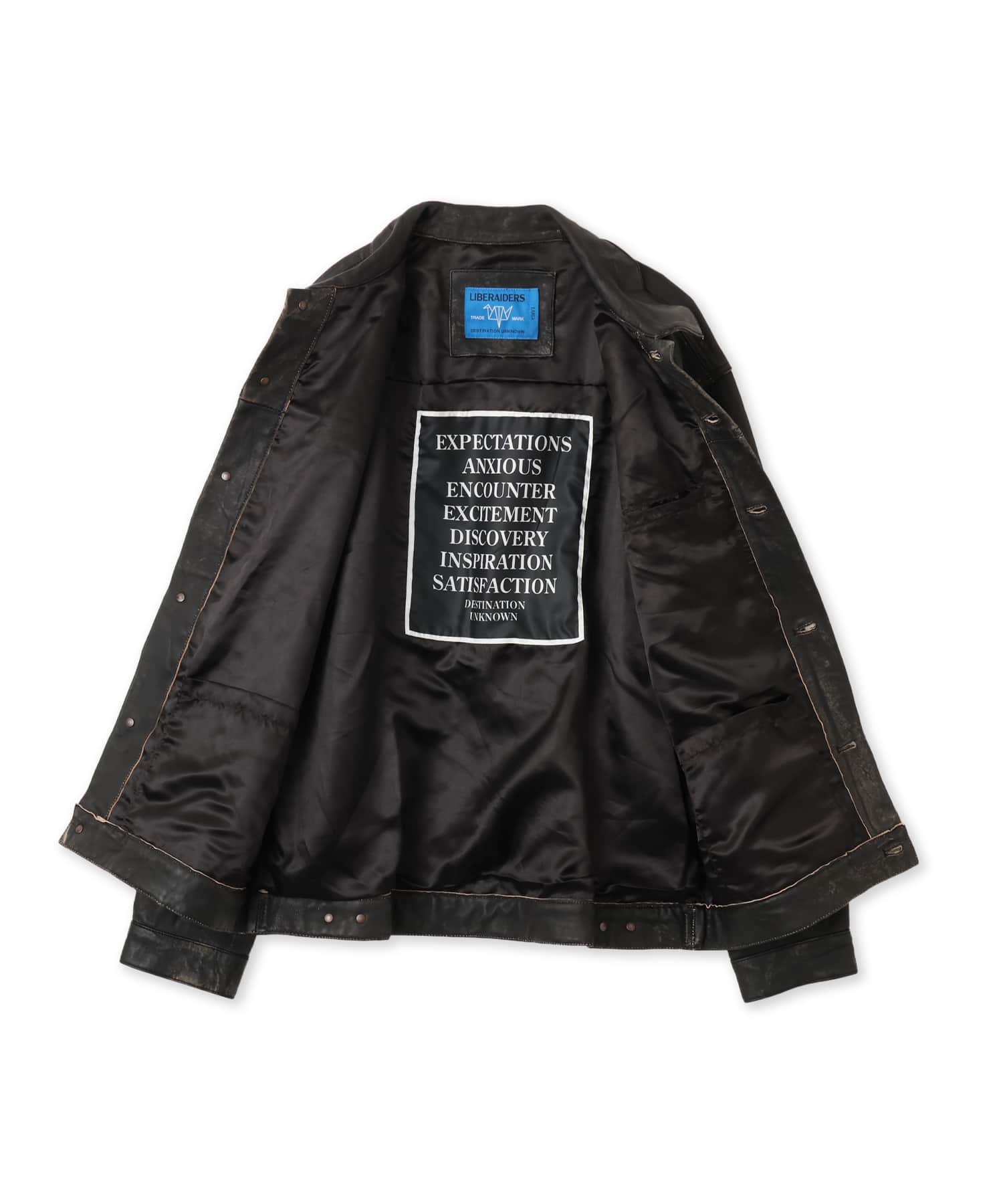 LIBERAIDERS WASHED LEATHER JACKET BLACKの画像
