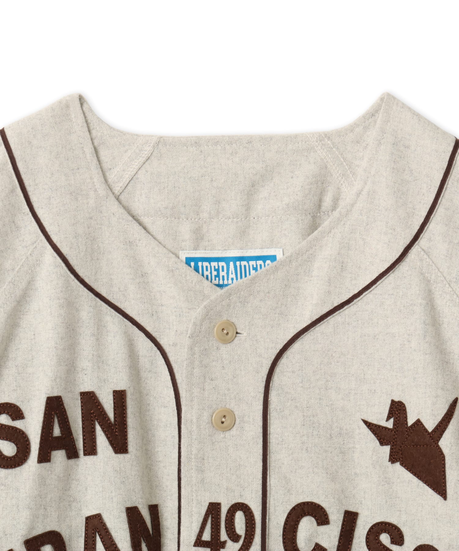 LIBERAIDERS FLANNEL BASEBALL SHIRT WHITEの画像