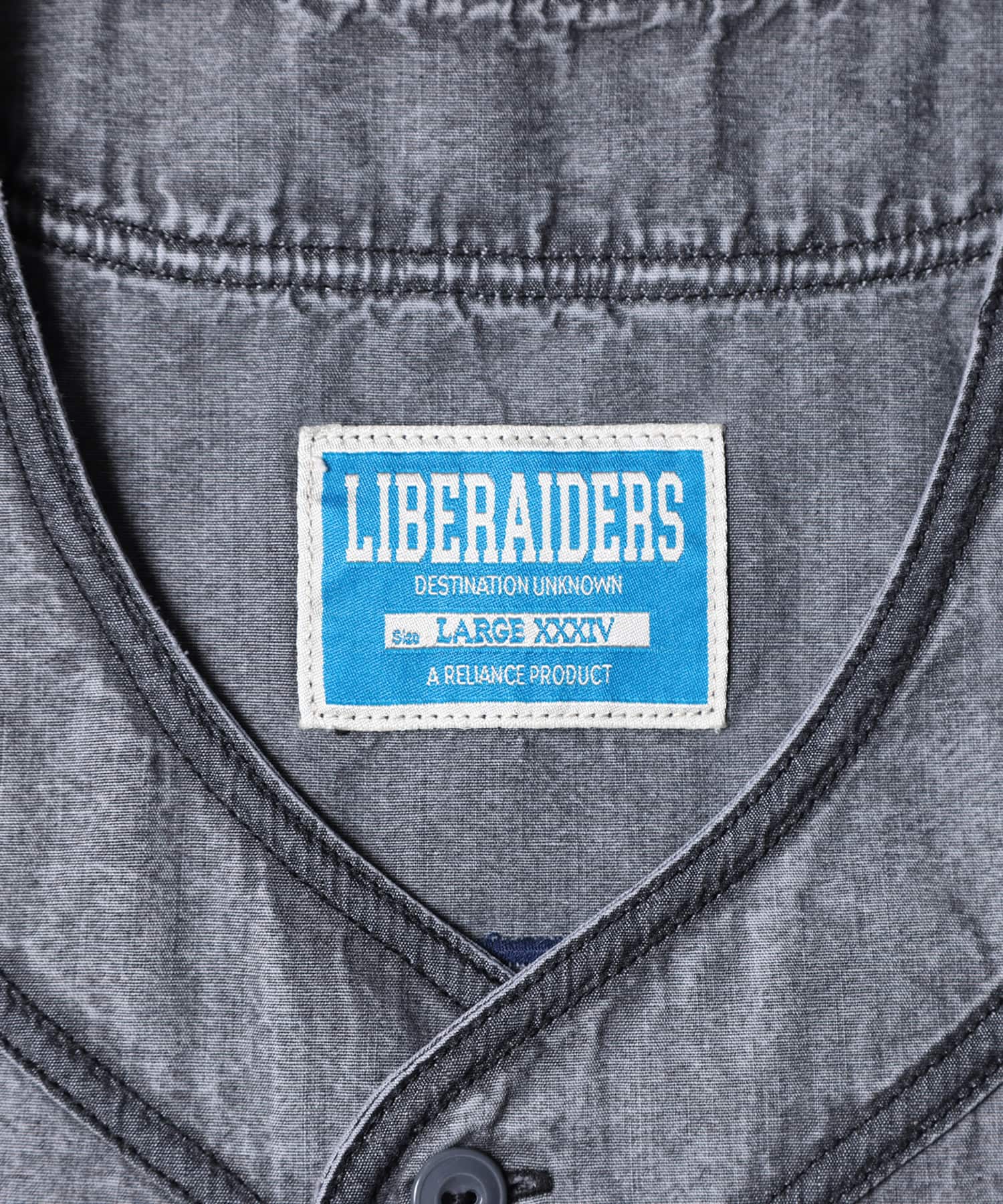 LIBERAIDERS CHAMBRAY BASEBALL SHIRT BLACKの画像