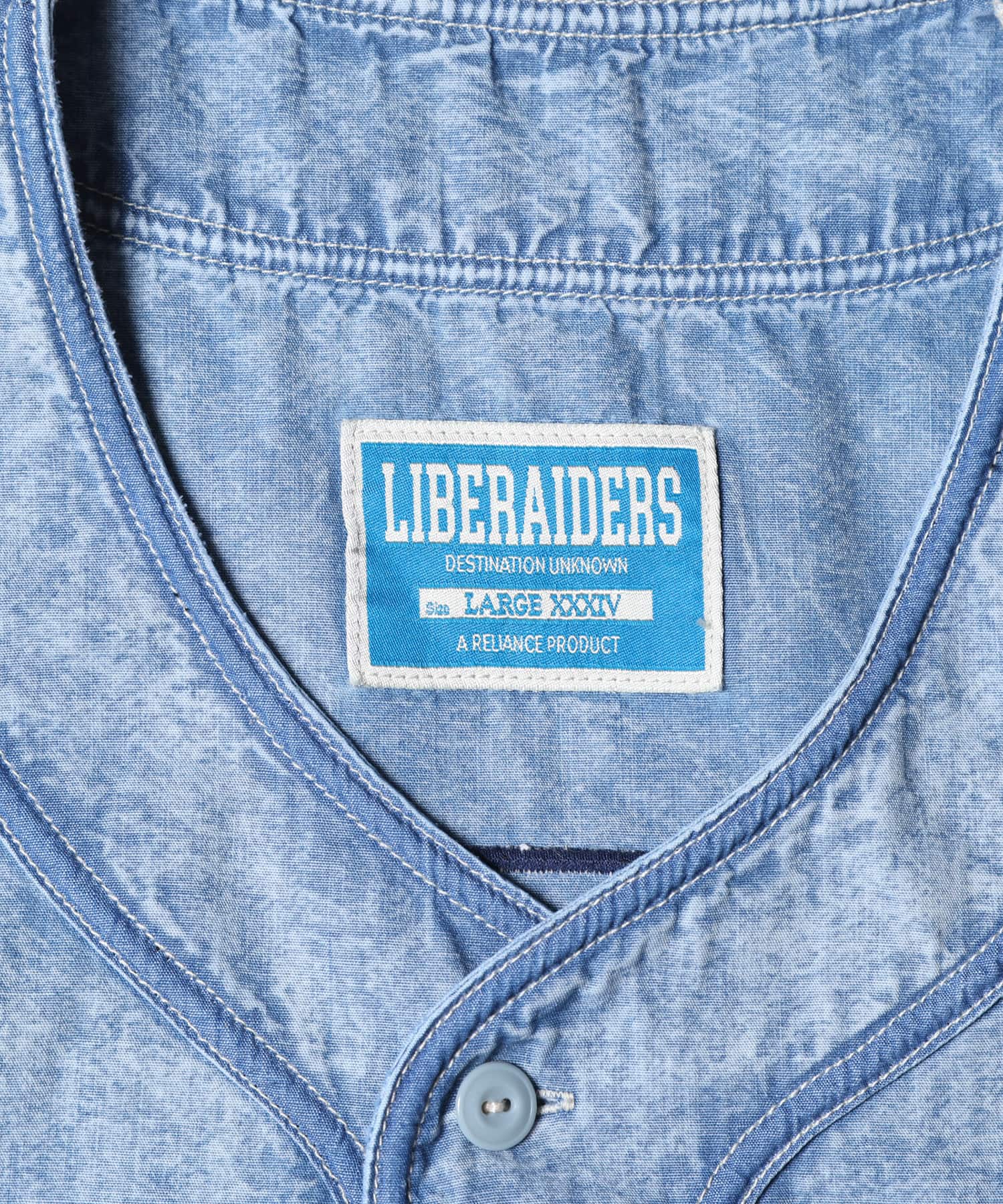 LIBERAIDERS CHAMBRAY BASEBALL SHIRT BLUEの画像
