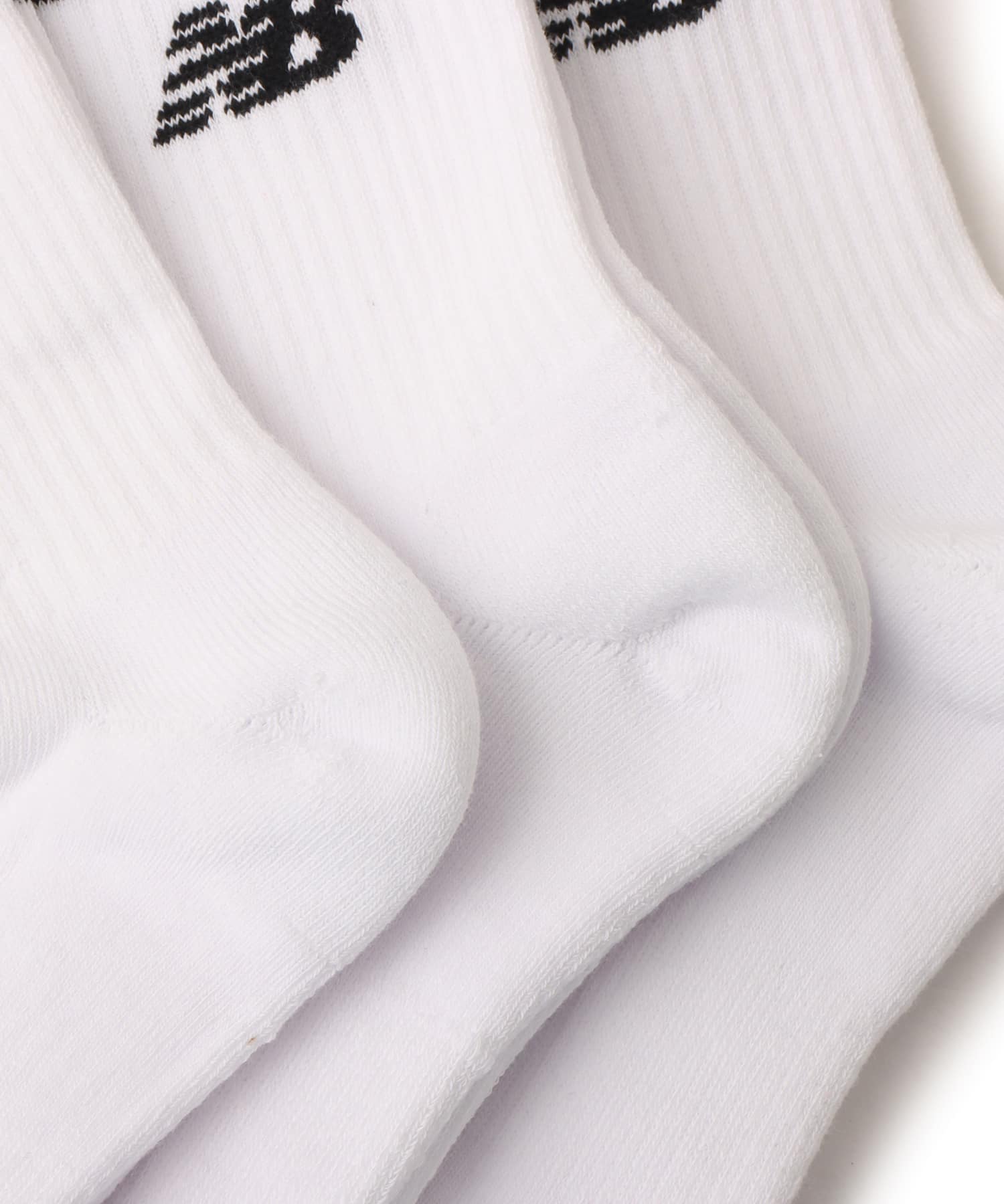 New Balance Everyday Stripe Mid Carf Socks 3 Pack ホワイト/ブラックの画像