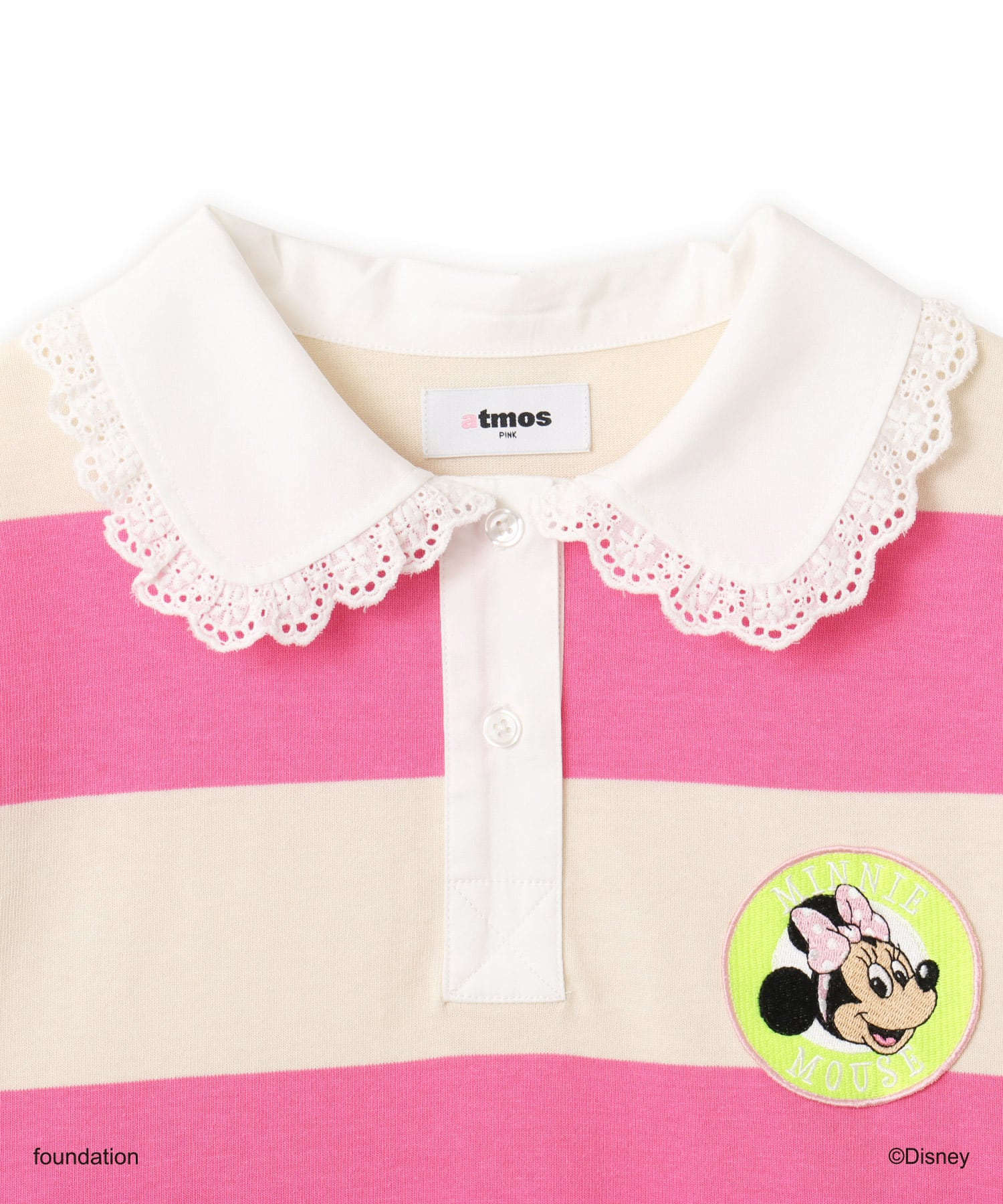 MICKEY & MINNIE / atmos pink Rugger Polo Long Sleeves T-shirt PINKの画像