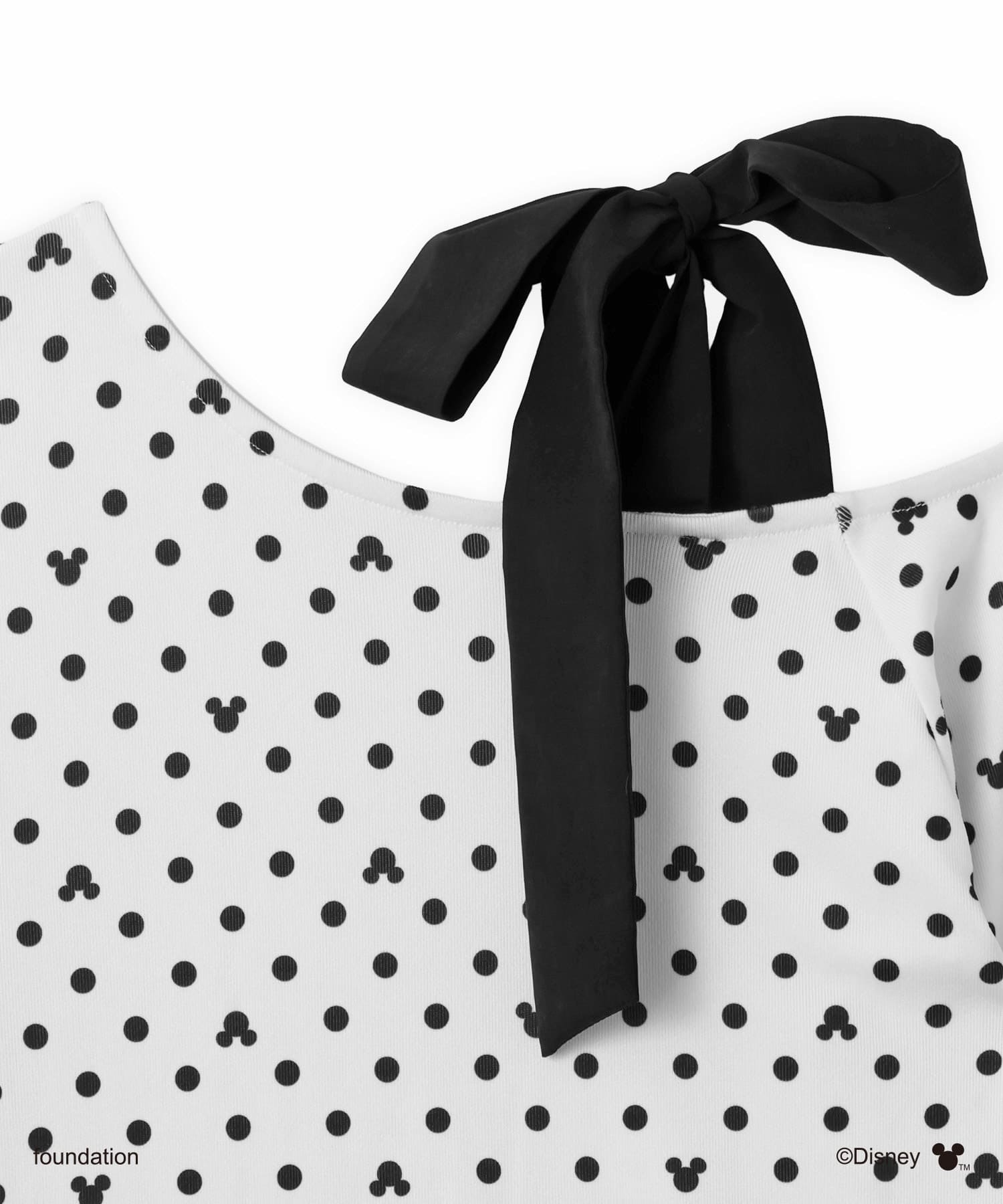 MICKEY & MINNIE / atmos pink Off-shoulder Ribbon Long Sleeves T-shirt WHITEの画像