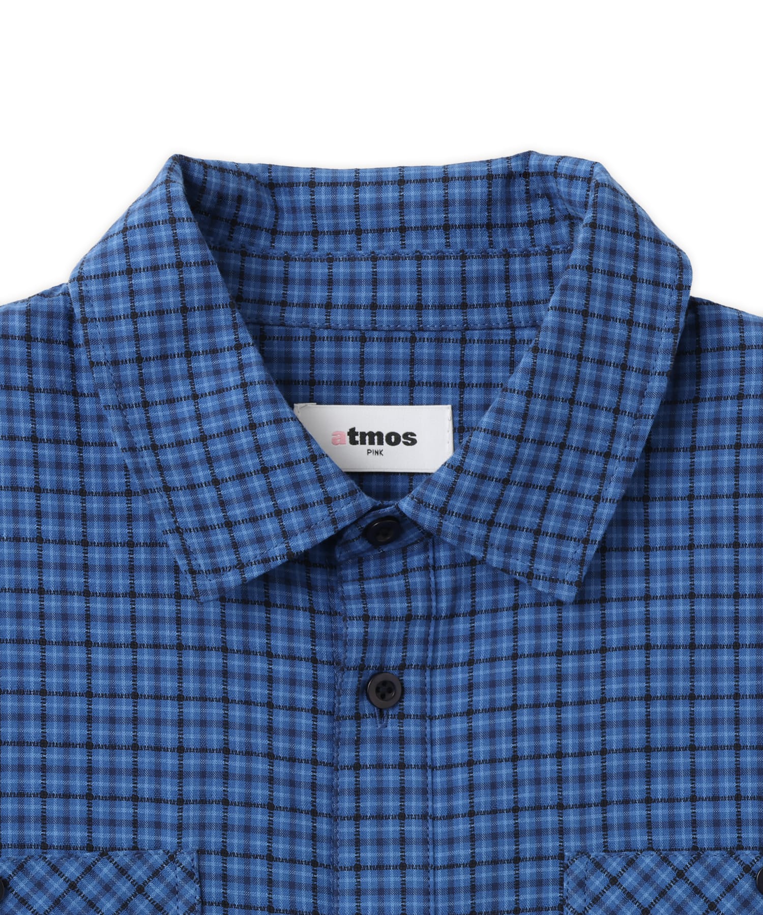 atmos pink Check Short Sleeve Shirt BLUEの画像