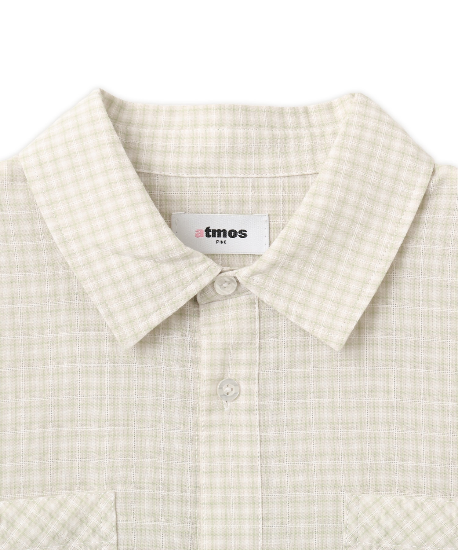 atmos pink Check Short Sleeve Shirt WHITEの画像