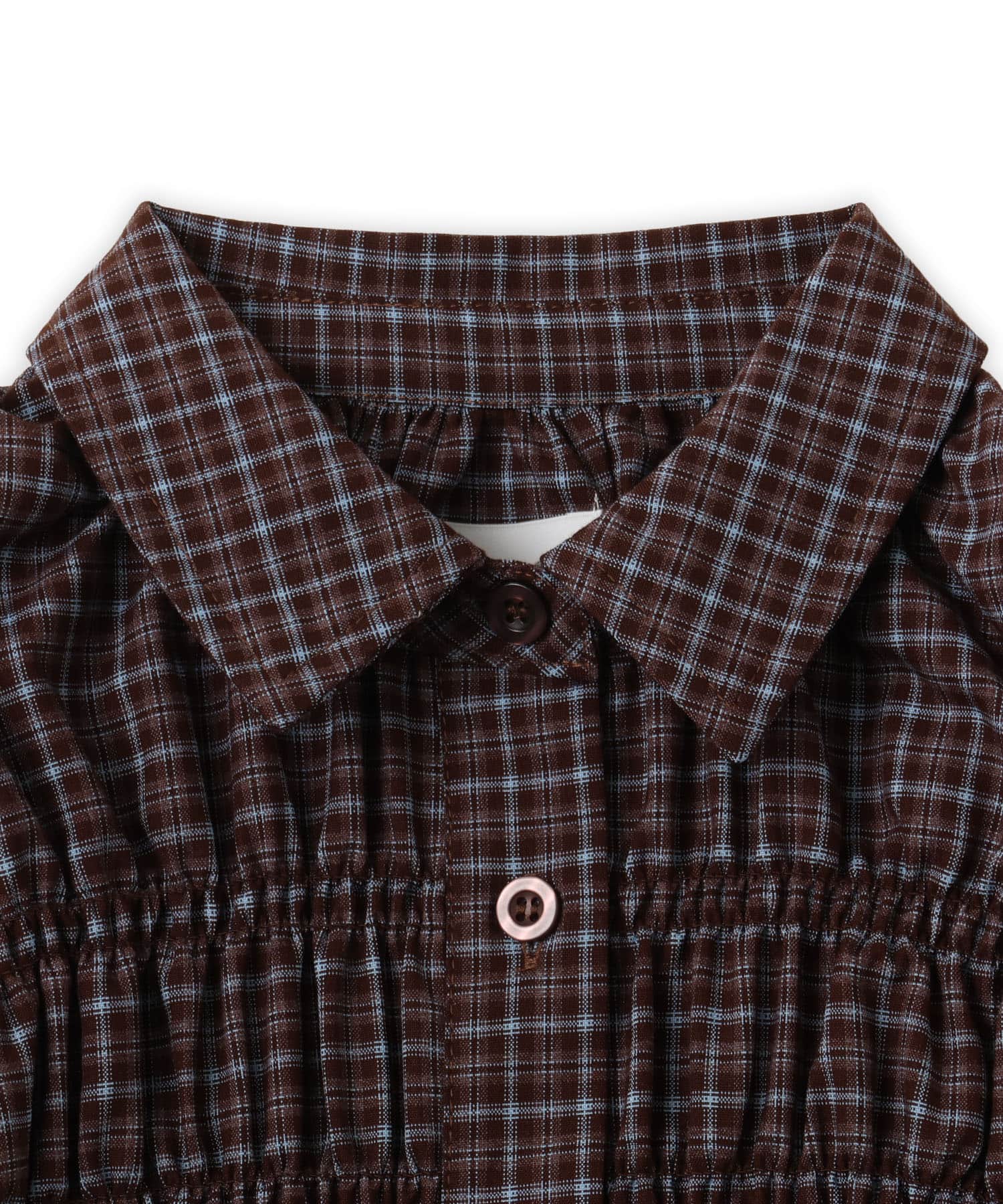 atmos pink Plaid Shirring Shirt BROWNの画像