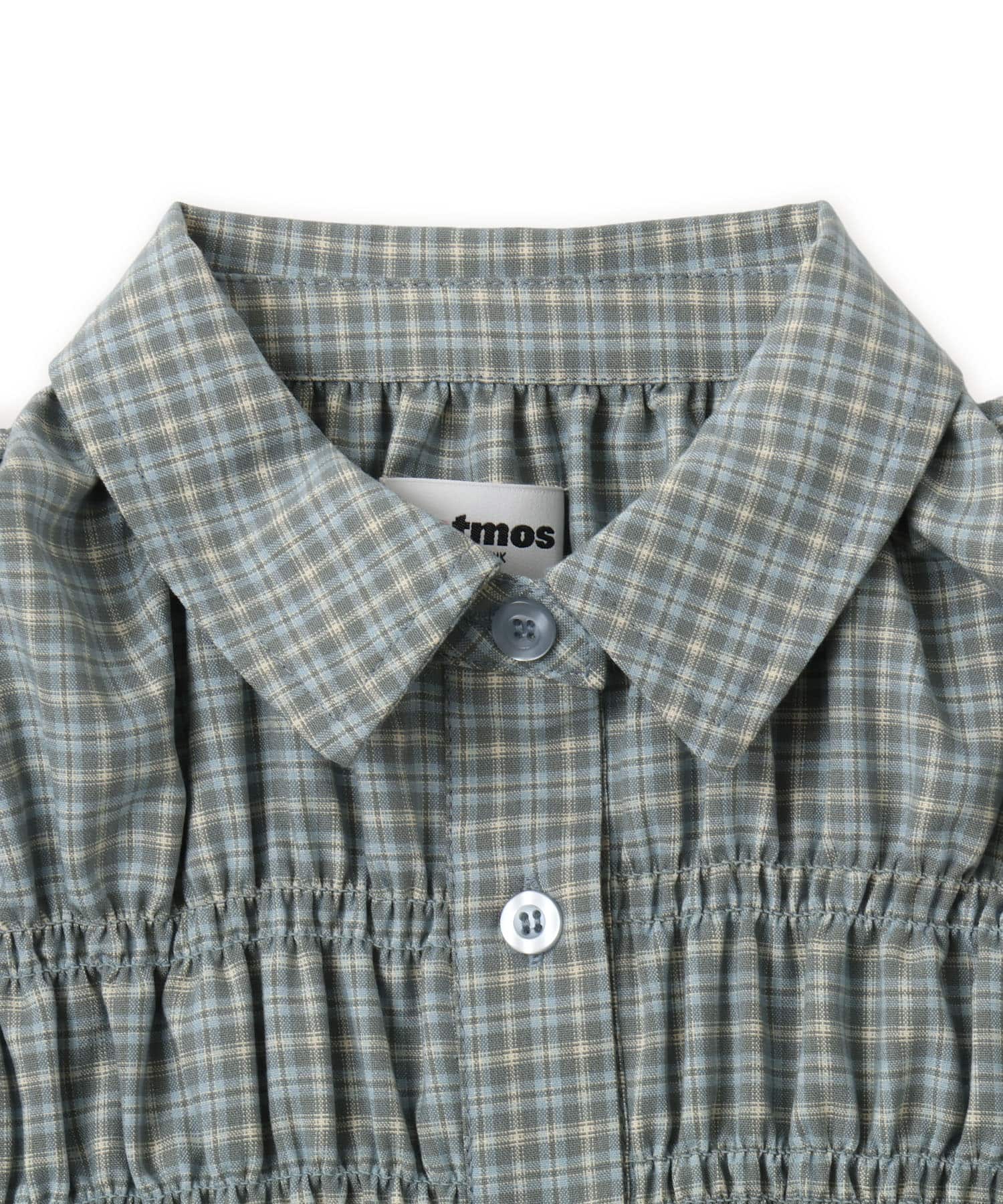 atmos pink Plaid Shirring Shirt MINTの画像