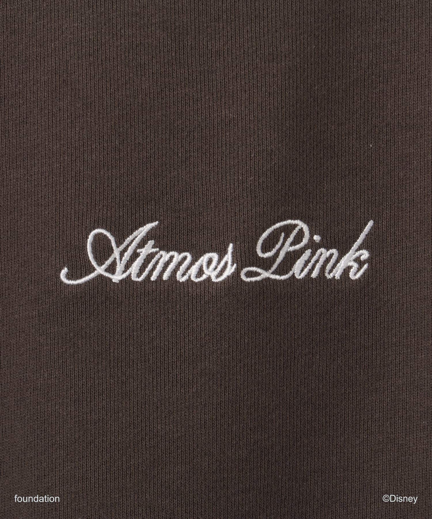 MICKEY & MINNIE / atmos pink Big Face Vintage Like Sweatshirt BLACKの画像