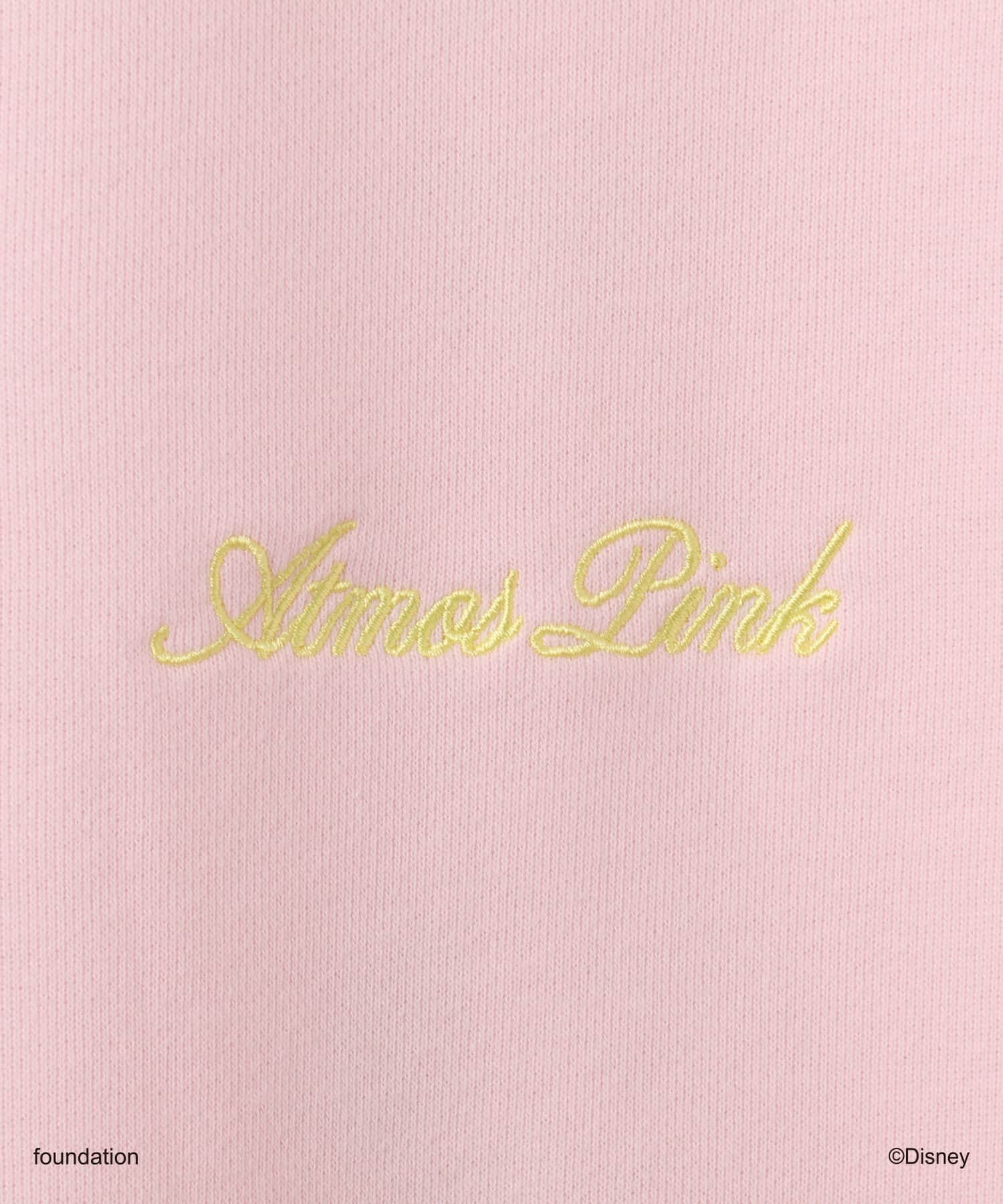 MICKEY & MINNIE / atmos pink Big Face Vintage Like Sweatshirt PINKの画像