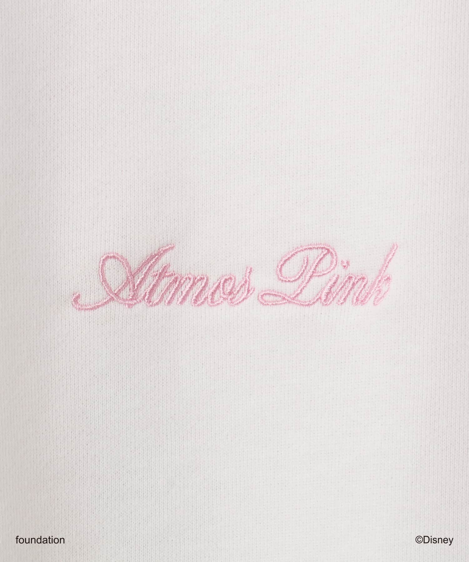 MICKEY & MINNIE / atmos pink Big Face Vintage Like Sweatshirt WHITEの画像