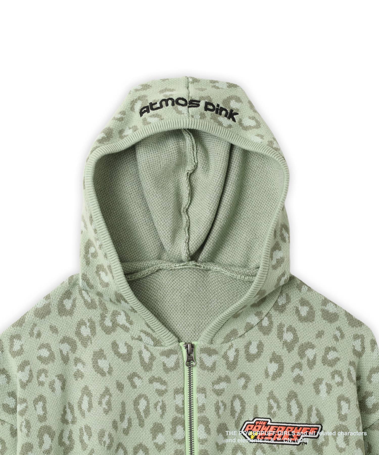 The Powerpuff Girls x atmos pink Leopard Zip-up Hoodie GREENの画像