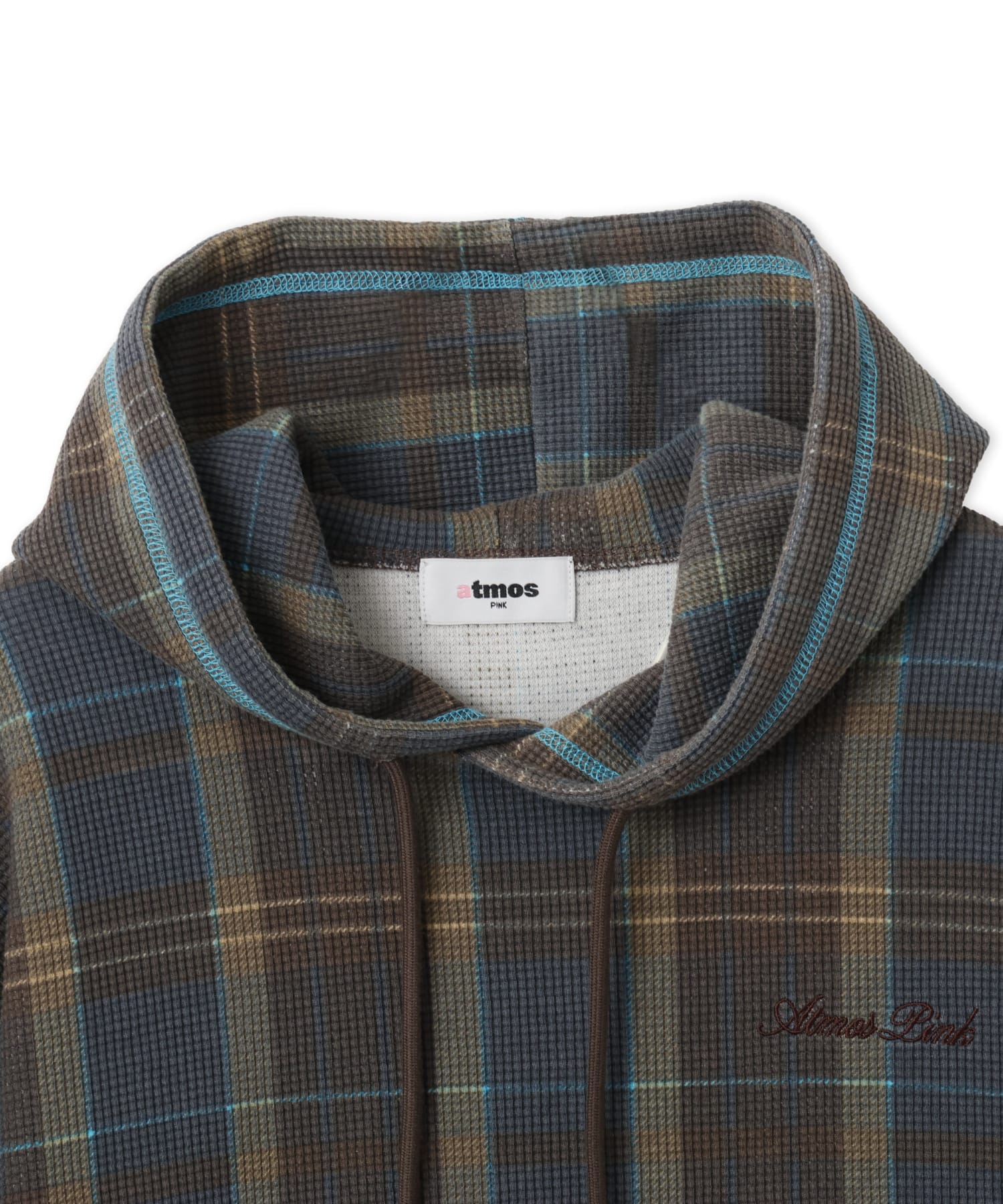 atmos pink Plaid Thermal Hoodie BROWNの画像