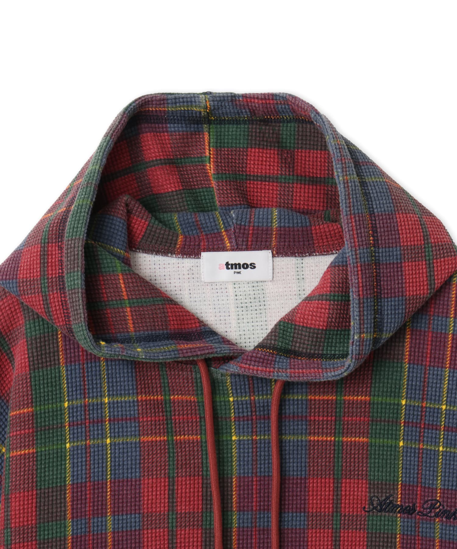 atmos pink Plaid Thermal Hoodie REDの画像