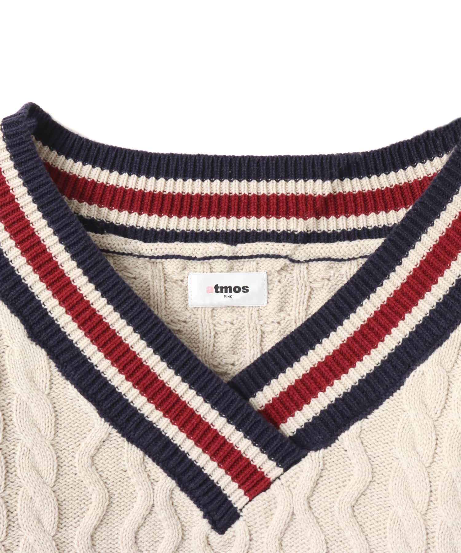 atmos pink Numbering Cable Knit Top OFF WHITEの画像