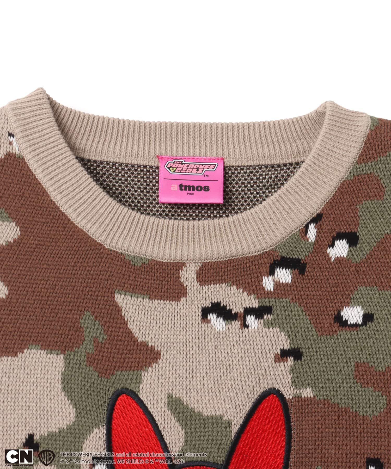 The Powerpuff Girls x atmos pink Embroidary Sweater CAMOUFLAGEの画像