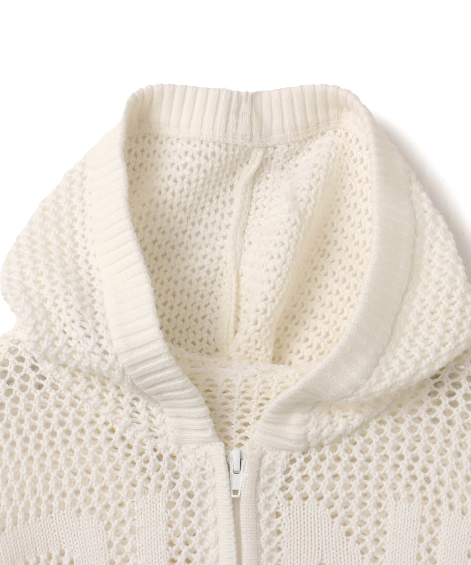 atmos pink Pointelle Knit Zip-up Hoodie WHITEの画像