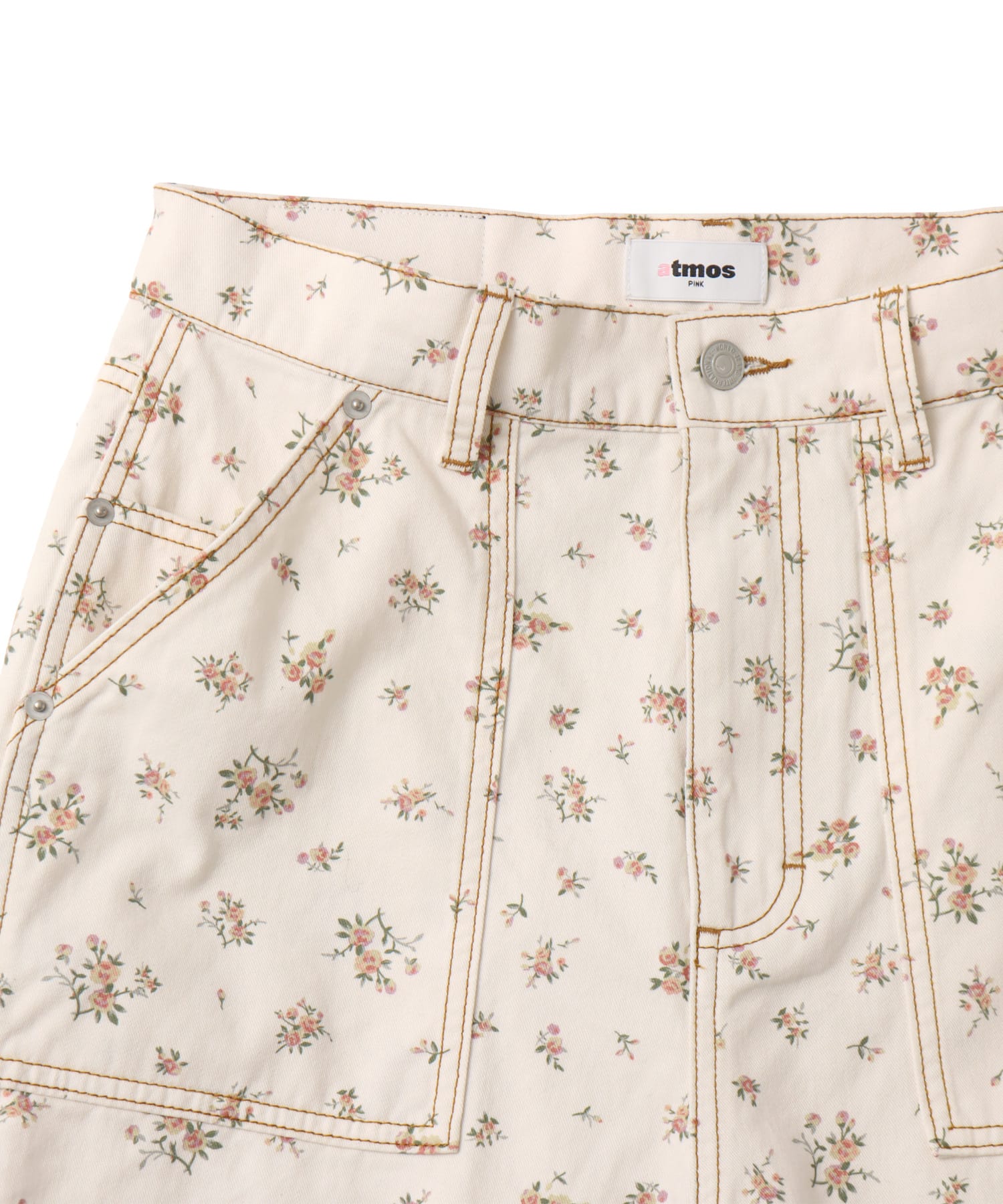 atmos pink Floral Work Half Pants WHITEの画像